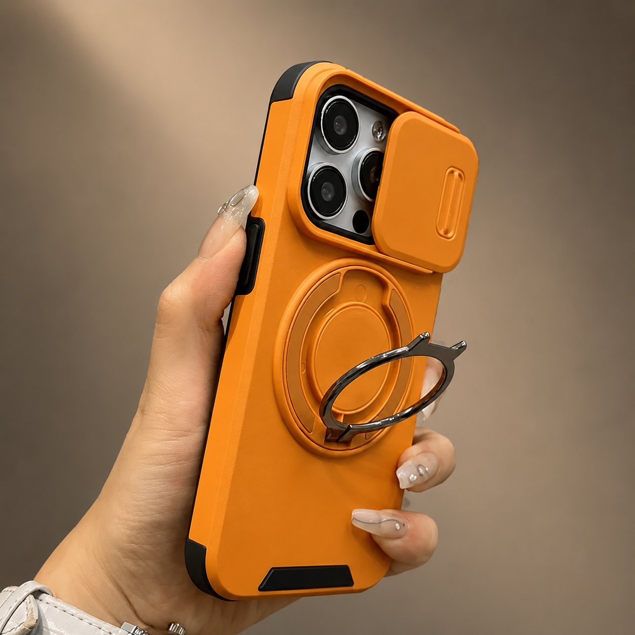 Premium iPhone Case Protective Cover Camera Lens Protection Shockproof Rugged Armor Magnetic Bracket Stand Anti Fingerprint Anti Scratch Full Coverage
