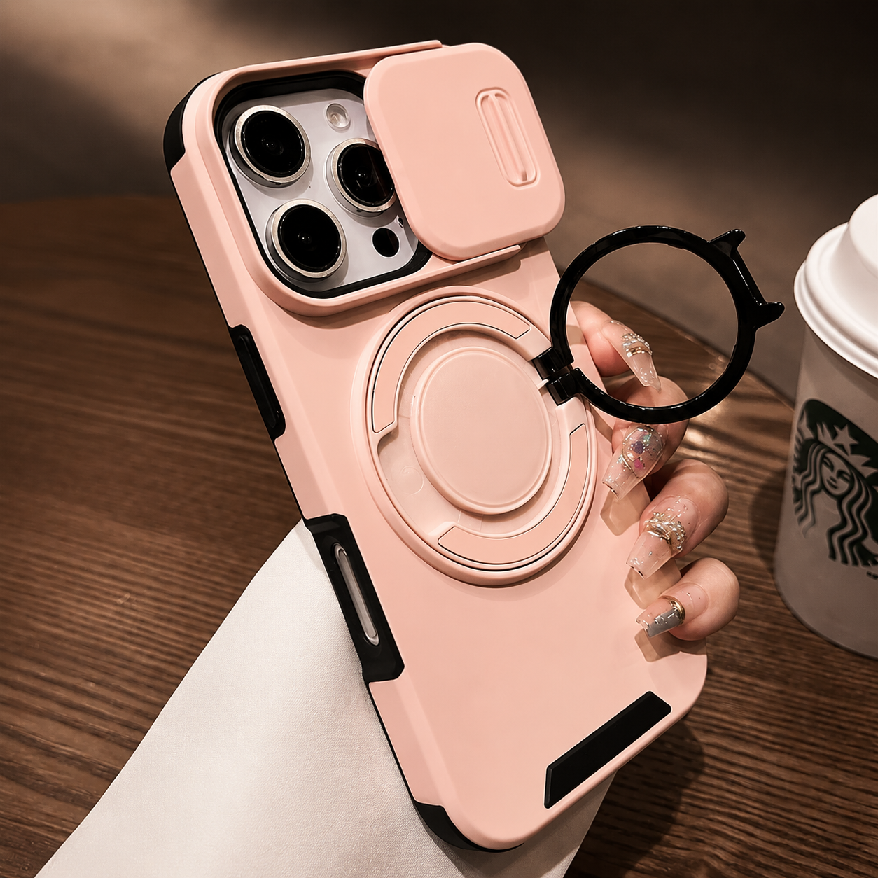 Premium iPhone Case Protective Cover Camera Lens Protection Shockproof Rugged Armor Magnetic Bracket Stand Anti Fingerprint Anti Scratch Full Coverage