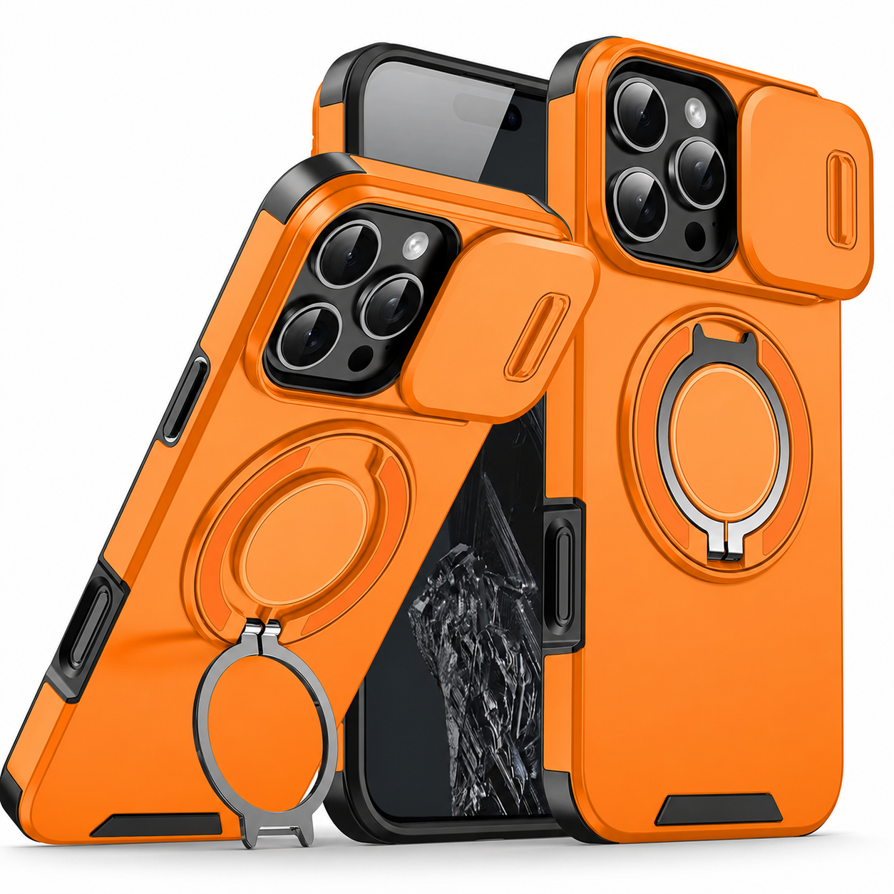 Premium iPhone Case Protective Cover Camera Lens Protection Shockproof Rugged Armor Magnetic Bracket Stand Anti Fingerprint Anti Scratch Full Coverage