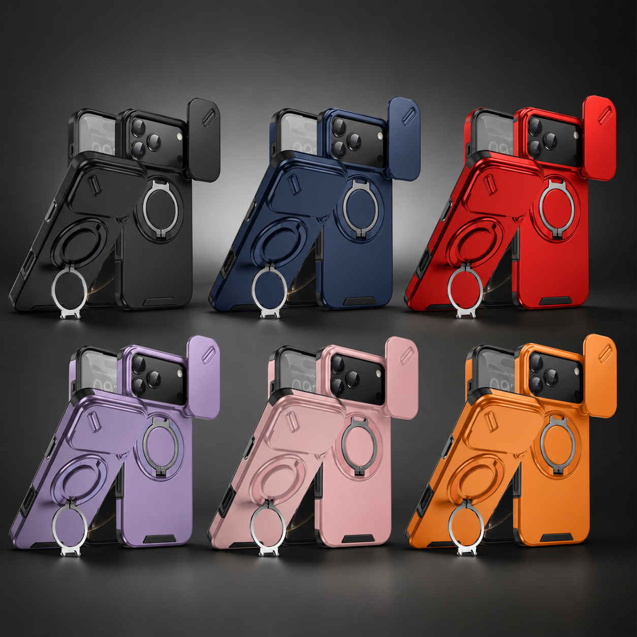 Premium iPhone Case Protective Cover Camera Lens Protection Shockproof Rugged Armor Magnetic Bracket Stand Anti Fingerprint Anti Scratch Full Coverage