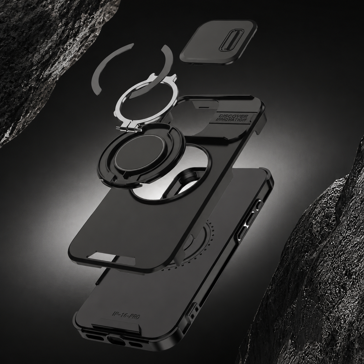 Premium iPhone Case Protective Cover Camera Lens Protection Shockproof Rugged Armor Magnetic Bracket Stand Anti Fingerprint Anti Scratch Full Coverage