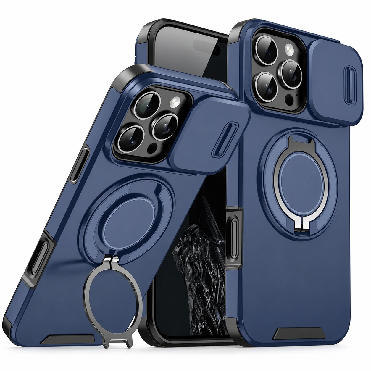 Premium iPhone Case Protective Cover Camera Lens Protection Shockproof Rugged Armor Magnetic Bracket Stand Anti Fingerprint Anti Scratch Full Coverage