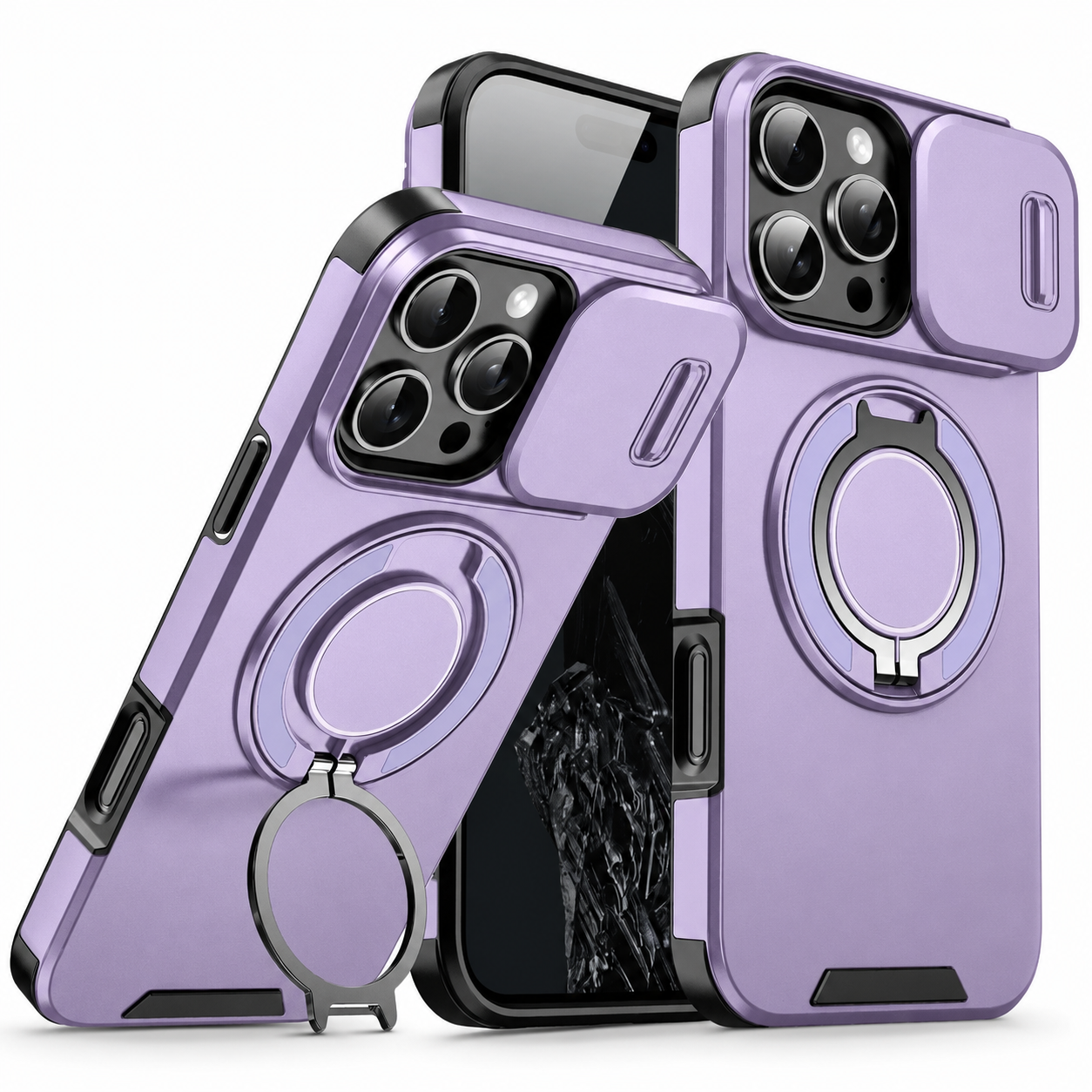 Premium iPhone Case Protective Cover Camera Lens Protection Shockproof Rugged Armor Magnetic Bracket Stand Anti Fingerprint Anti Scratch Full Coverage