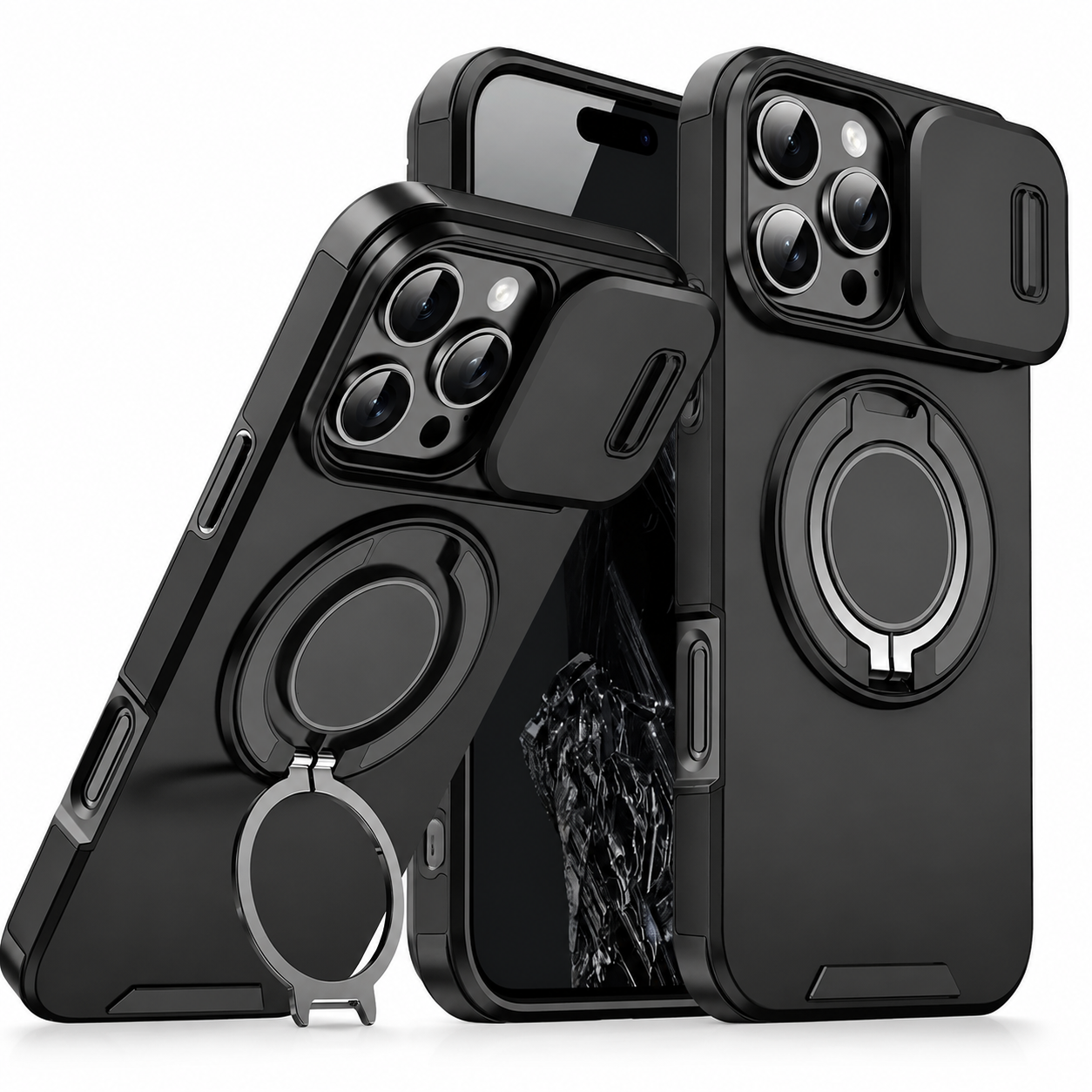 Premium iPhone Case Protective Cover Camera Lens Protection Shockproof Rugged Armor Magnetic Bracket Stand Anti Fingerprint Anti Scratch Full Coverage