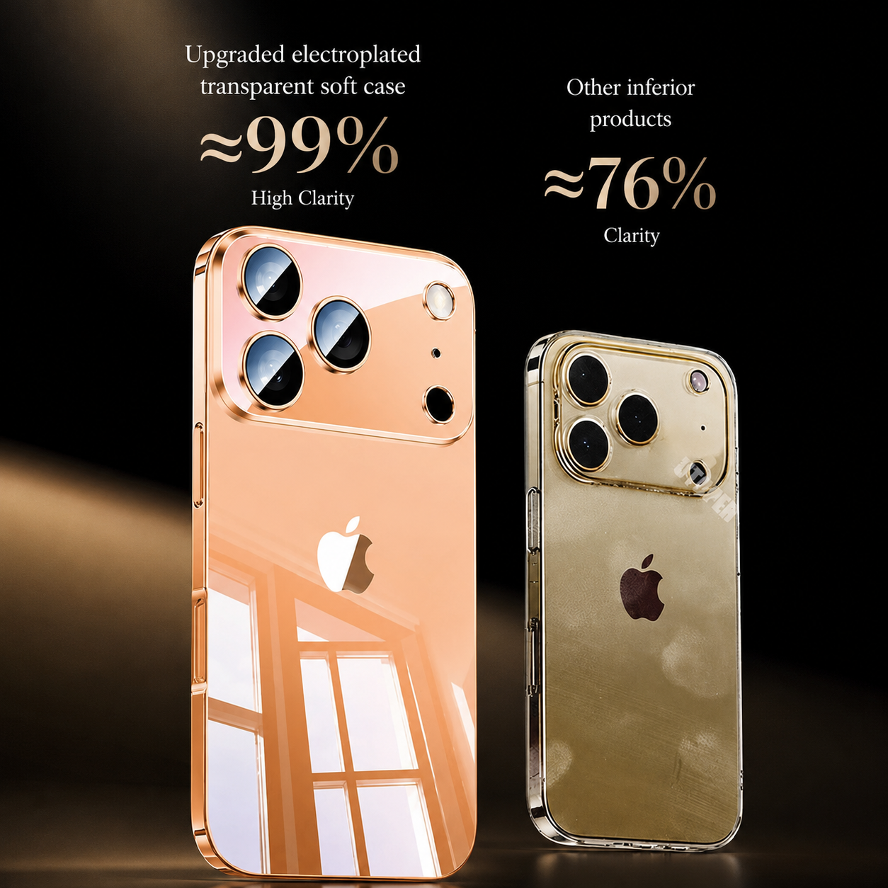 Premium iPhone Case Protective Cover Camera Lens Protection Shockproof Ultra Thin Transparent TPU Plating Anti Fingerprint Anti Scratch Full Coverage