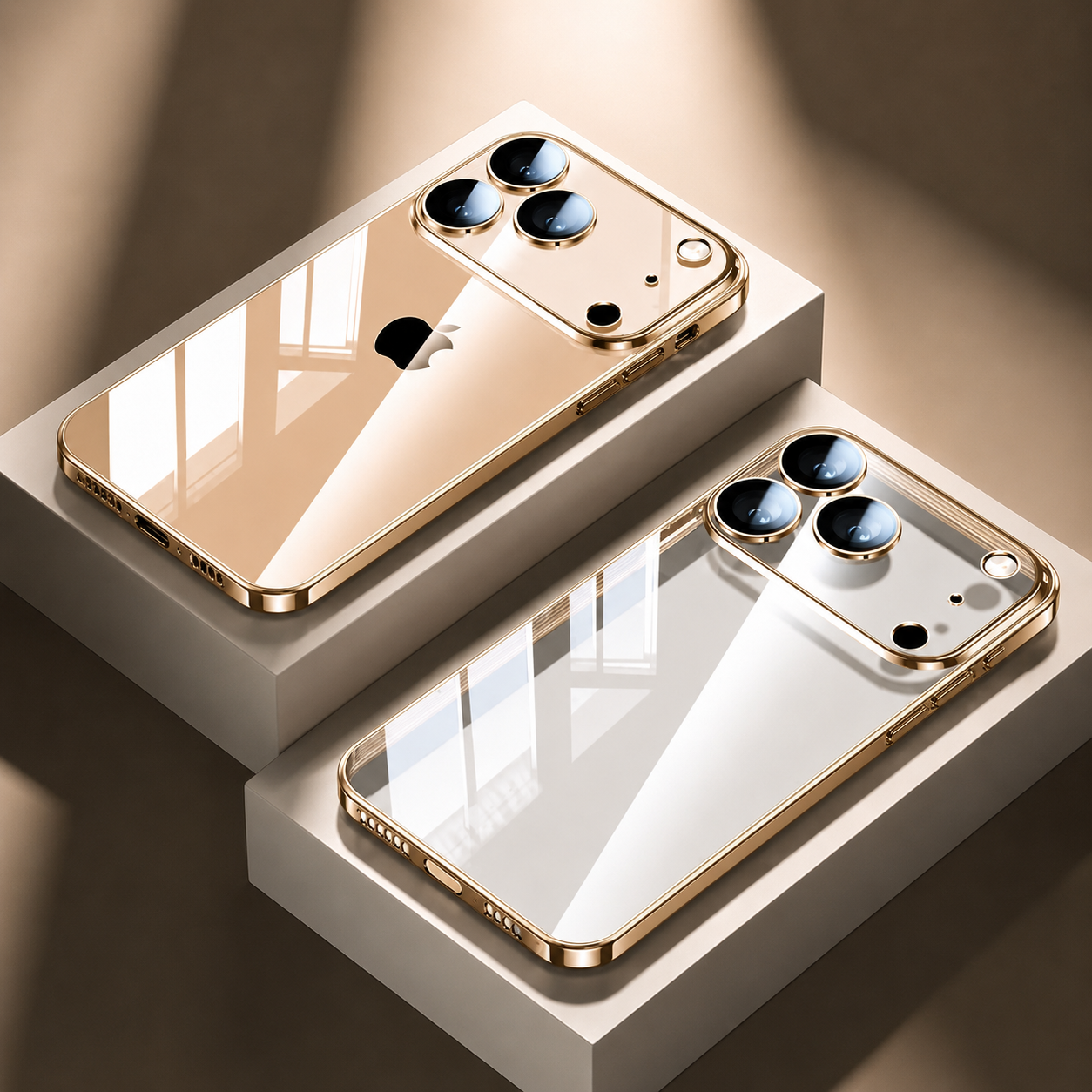 Premium iPhone Case Protective Cover Camera Lens Protection Shockproof Ultra Thin Transparent TPU Plating Anti Fingerprint Anti Scratch Full Coverage