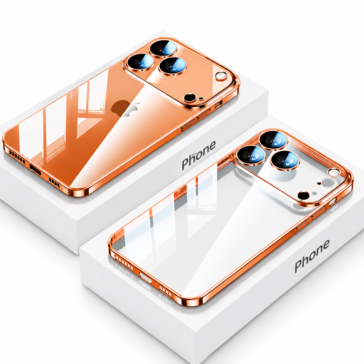 Premium iPhone Case Protective Cover Camera Lens Protection Shockproof Ultra Thin Transparent TPU Plating Anti Fingerprint Anti Scratch Full Coverage