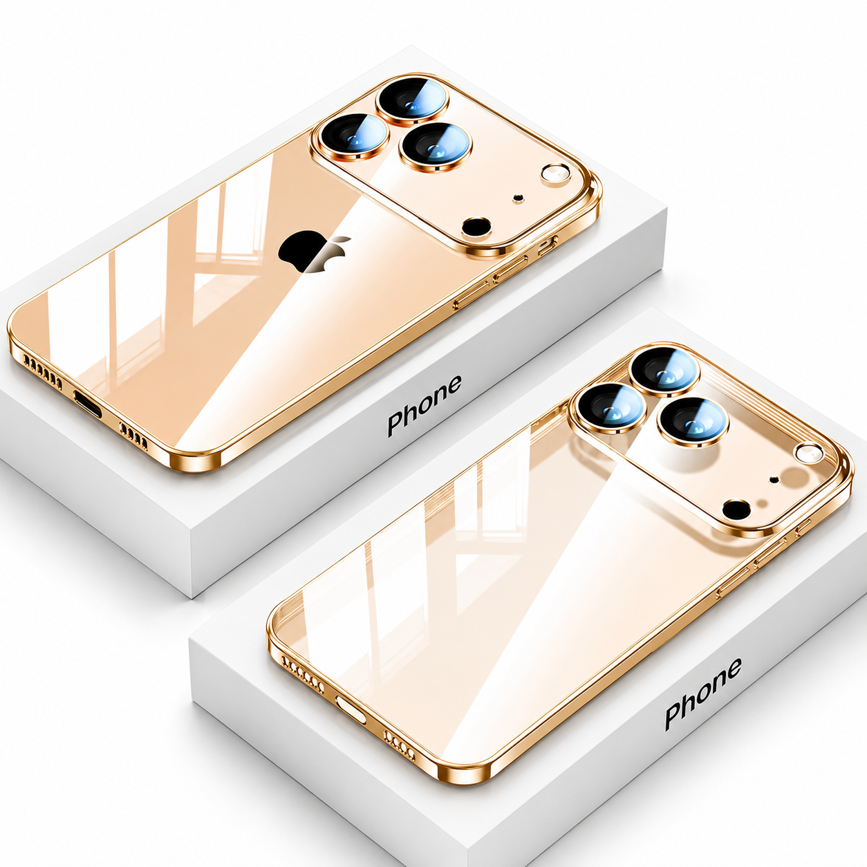 Premium iPhone Case Protective Cover Camera Lens Protection Shockproof Ultra Thin Transparent TPU Plating Anti Fingerprint Anti Scratch Full Coverage