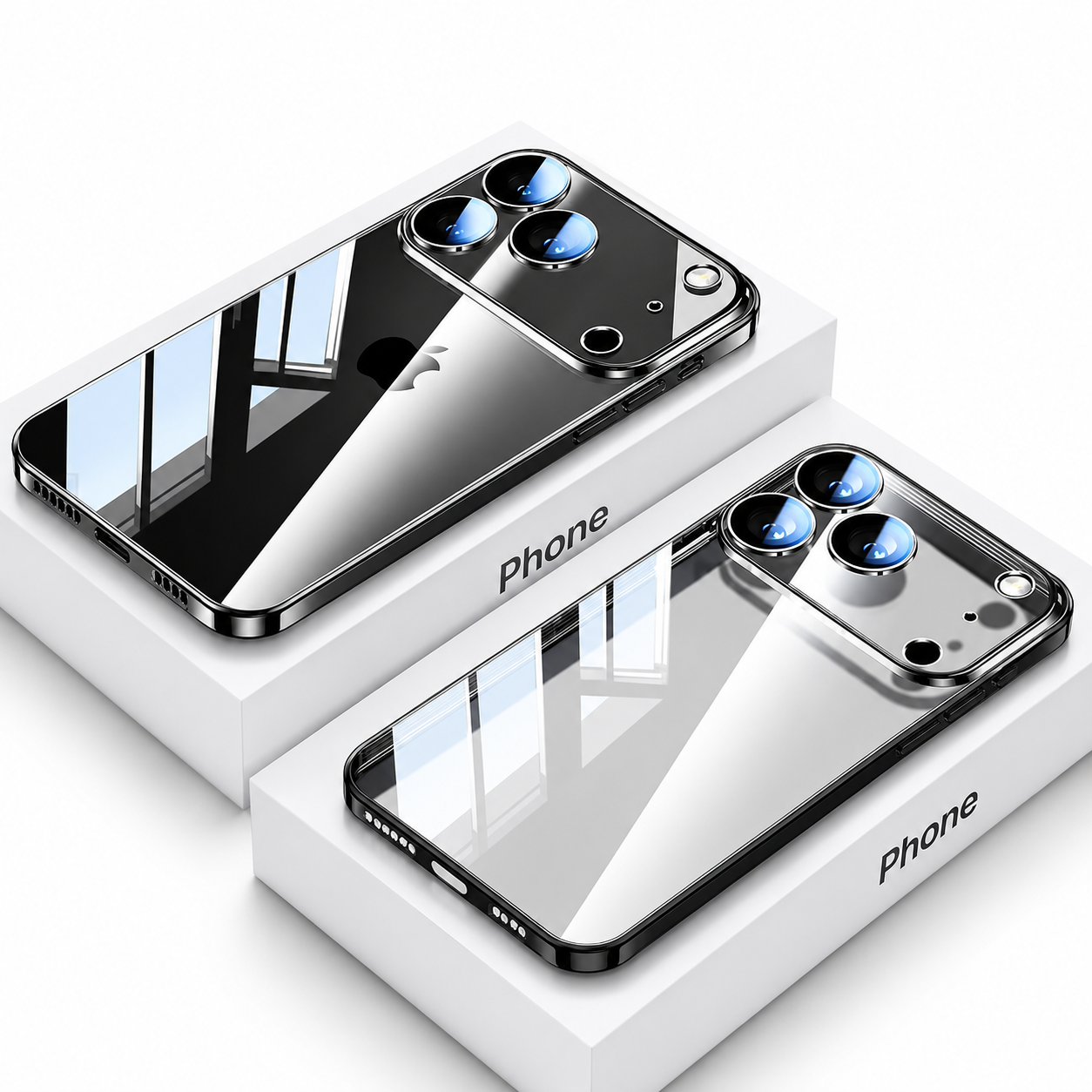 Premium iPhone Case Protective Cover Camera Lens Protection Shockproof Ultra Thin Transparent TPU Plating Anti Fingerprint Anti Scratch Full Coverage