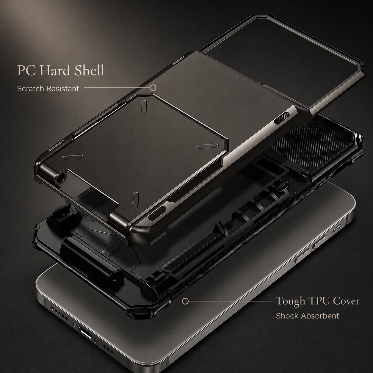 Premium iPhone Case Protective Cover Camera Lens Protection Shockproof Wallet Cover Hidden Card Holder Dual Layer Armor Anti Scratch Full Coverage