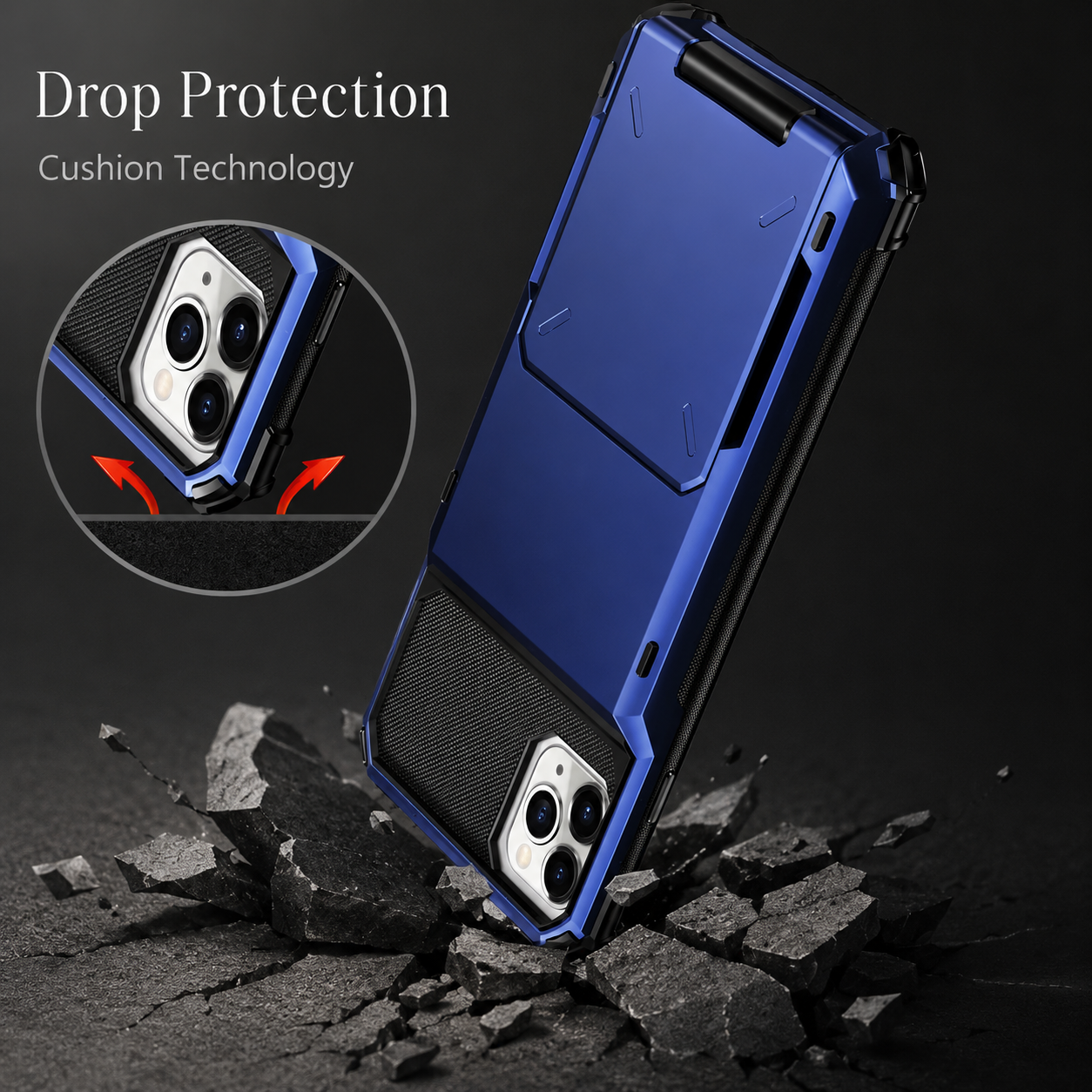 Premium iPhone Case Protective Cover Camera Lens Protection Shockproof Wallet Cover Hidden Card Holder Dual Layer Armor Anti Scratch Full Coverage