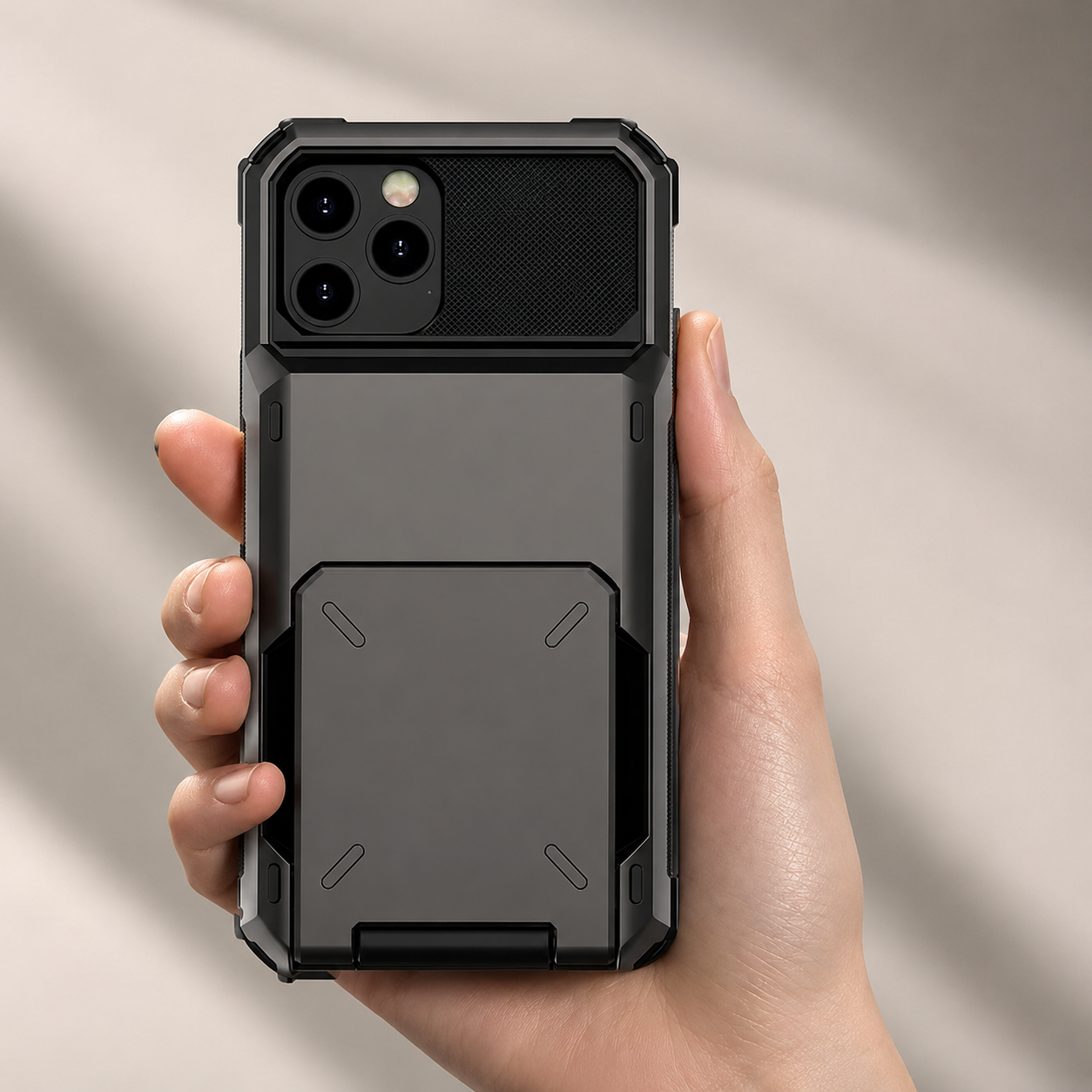 Premium iPhone Case Protective Cover Camera Lens Protection Shockproof Wallet Cover Hidden Card Holder Dual Layer Armor Anti Scratch Full Coverage