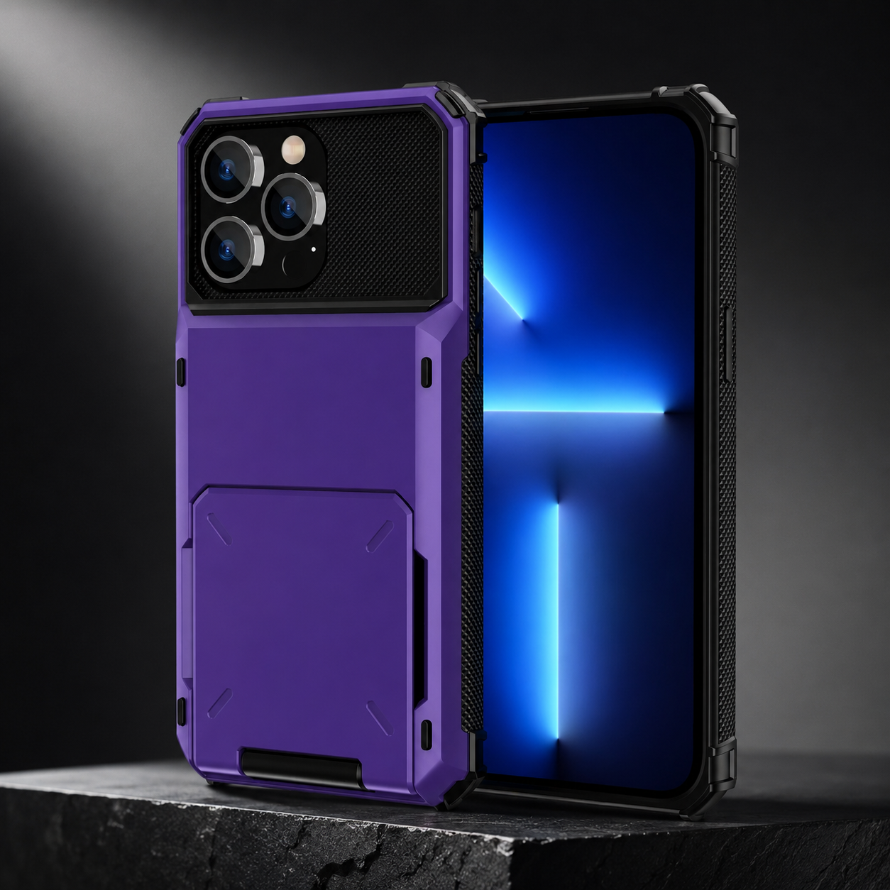 Premium iPhone Case Protective Cover Camera Lens Protection Shockproof Wallet Cover Hidden Card Holder Dual Layer Armor Anti Scratch Full Coverage