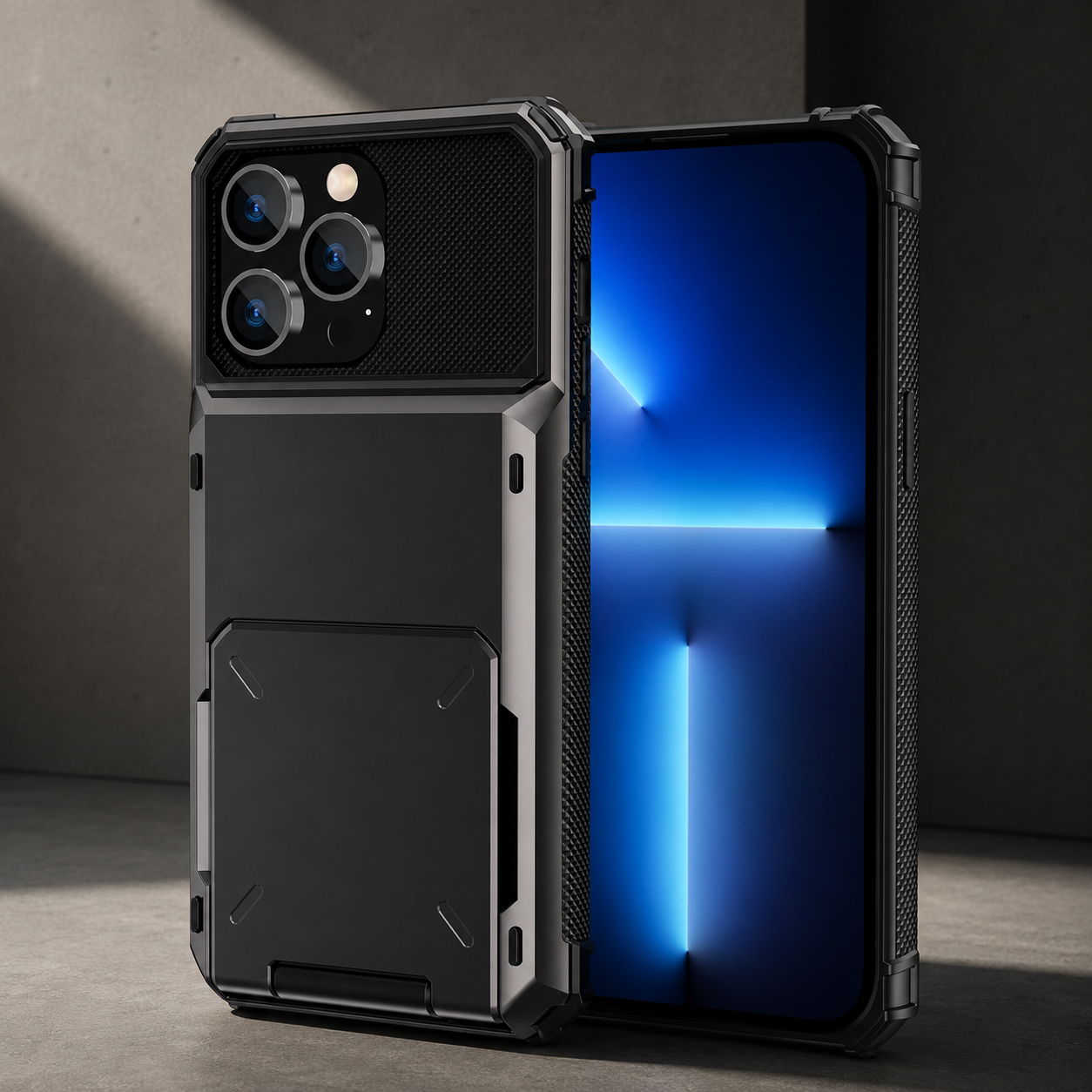 Premium iPhone Case Protective Cover Camera Lens Protection Shockproof Wallet Cover Hidden Card Holder Dual Layer Armor Anti Scratch Full Coverage