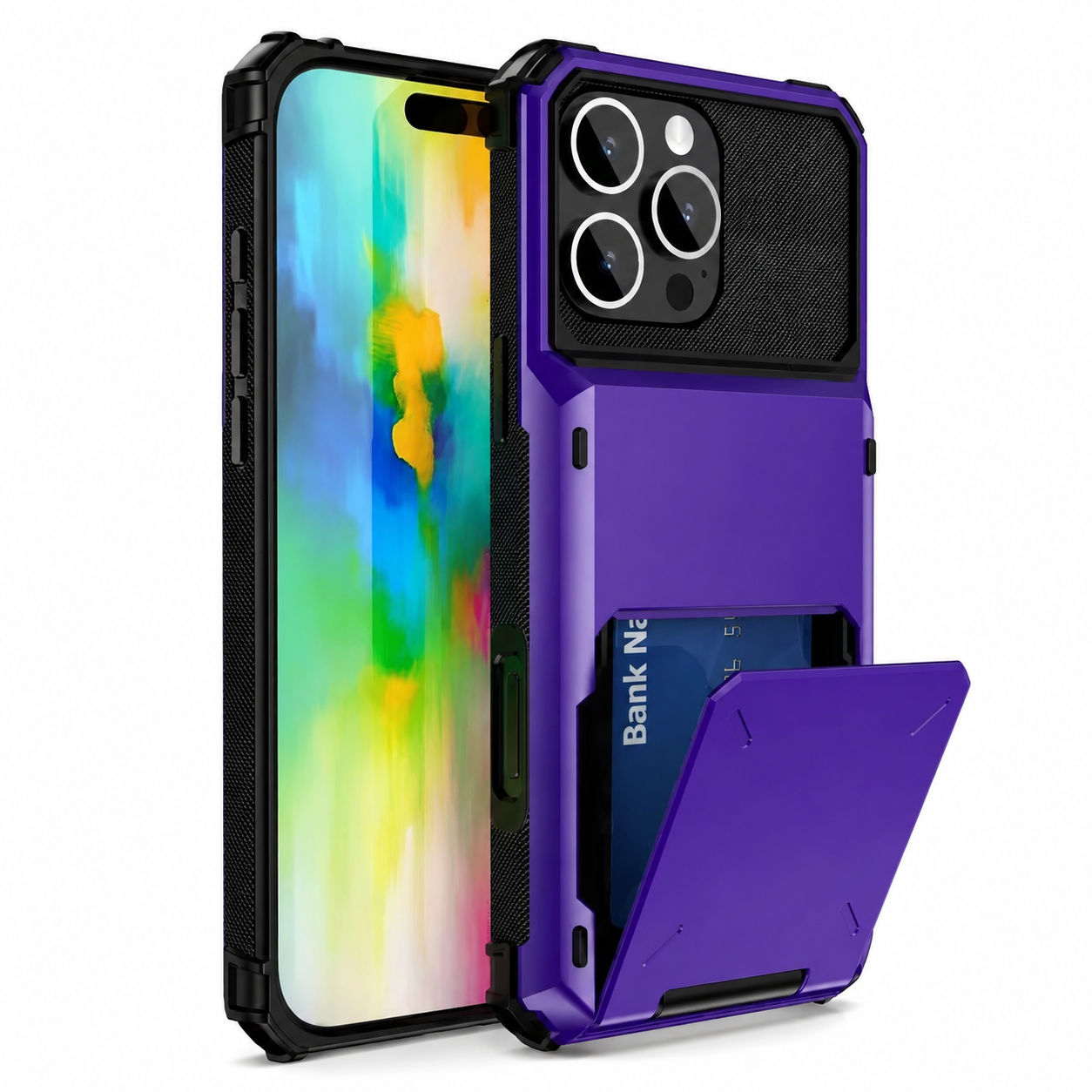 Premium iPhone Case Protective Cover Camera Lens Protection Shockproof Wallet Cover Hidden Card Holder Dual Layer Armor Anti Scratch Full Coverage
