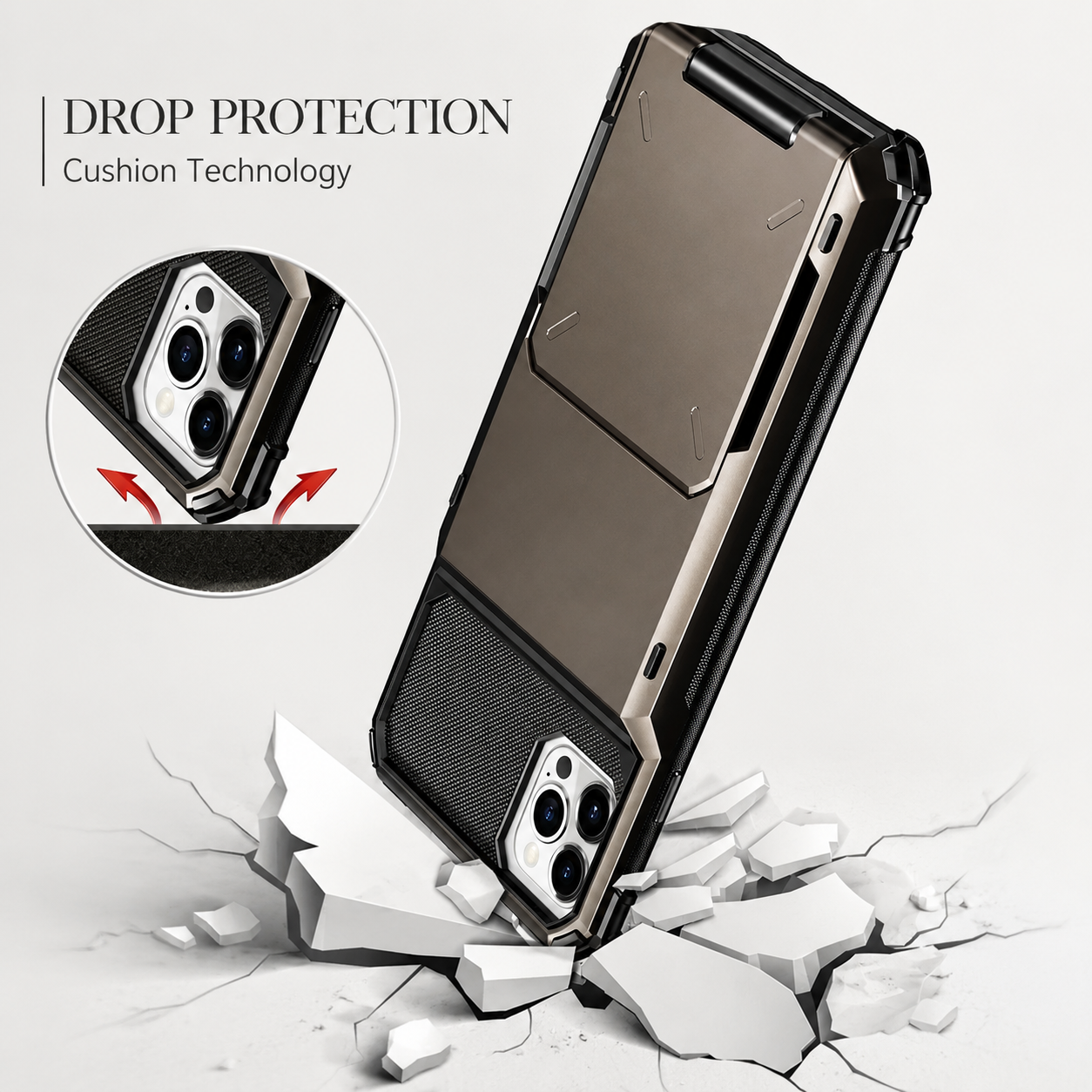 Premium iPhone Case Protective Cover Camera Lens Protection Shockproof Wallet Cover Hidden Card Holder Dual Layer Armor Anti Scratch Full Coverage