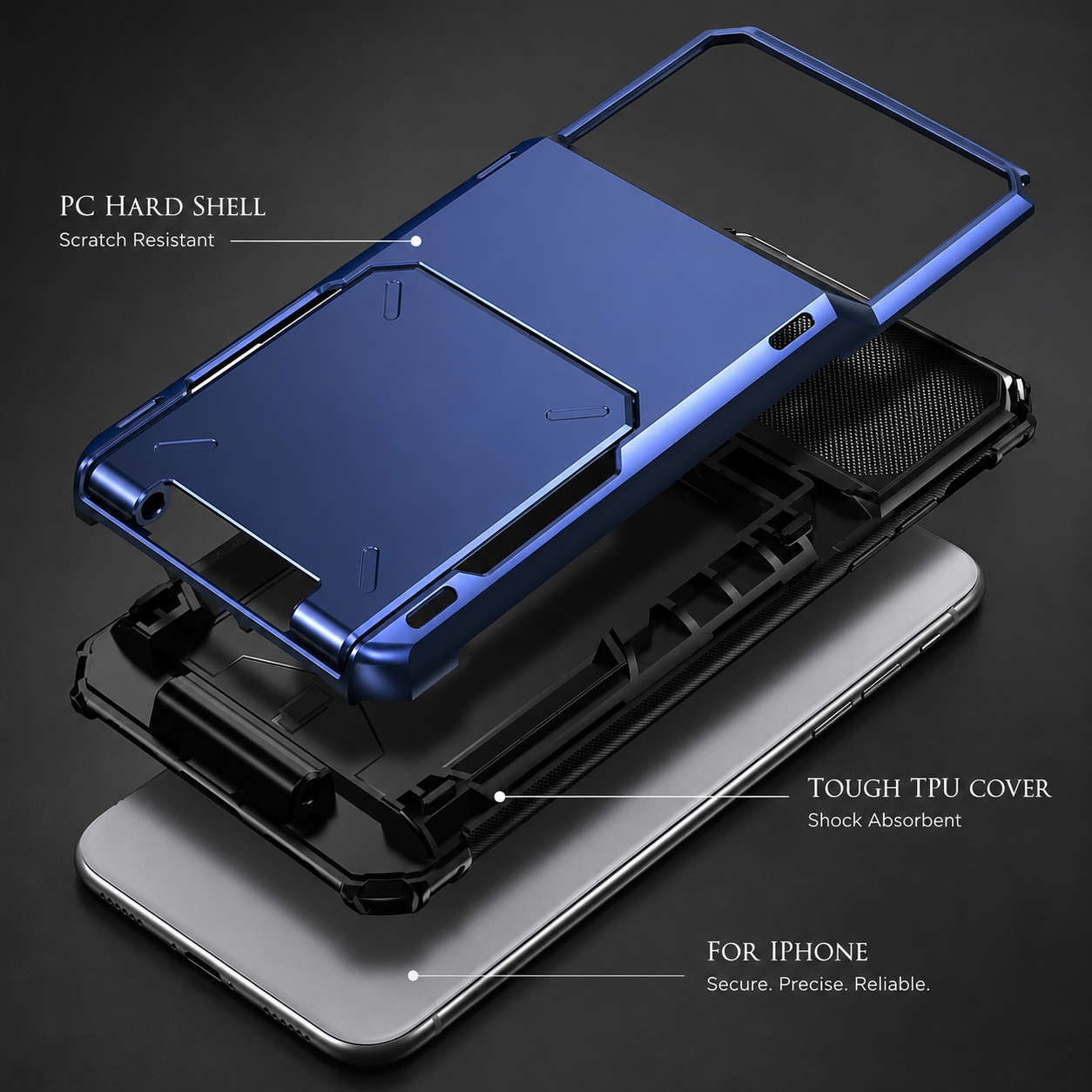 Premium iPhone Case Protective Cover Camera Lens Protection Shockproof Wallet Cover Hidden Card Holder Dual Layer Armor Anti Scratch Full Coverage