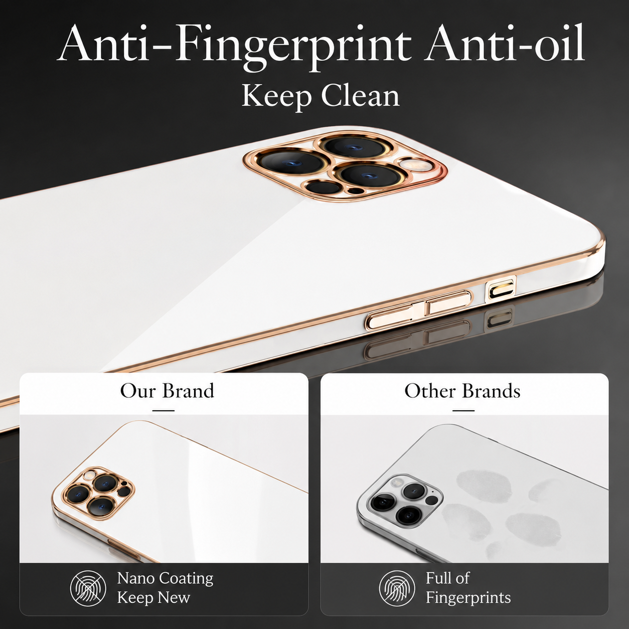Premium iPhone Case Protective Cover Camera Lens Protection Soft Silicone Plated Frame Anti Fingerprint Anti Scratch Slim Lightweight Full Coverage