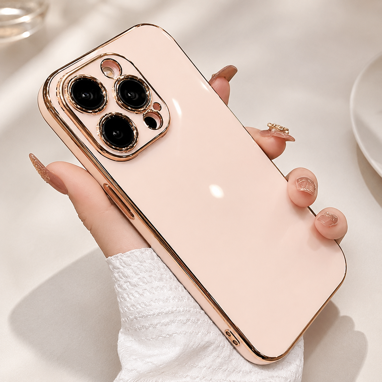 Premium iPhone Case Protective Cover Camera Lens Protection Soft Silicone Plated Frame Anti Fingerprint Anti Scratch Slim Lightweight Full Coverage