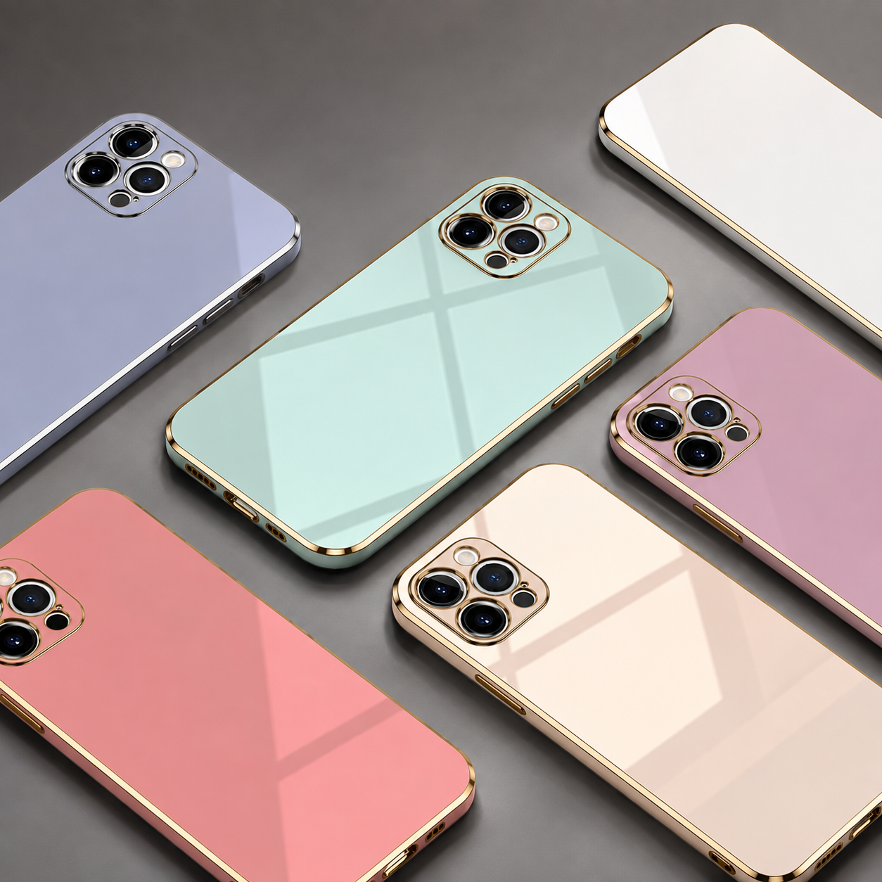 Premium iPhone Case Protective Cover Camera Lens Protection Soft Silicone Plated Frame Anti Fingerprint Anti Scratch Slim Lightweight Full Coverage