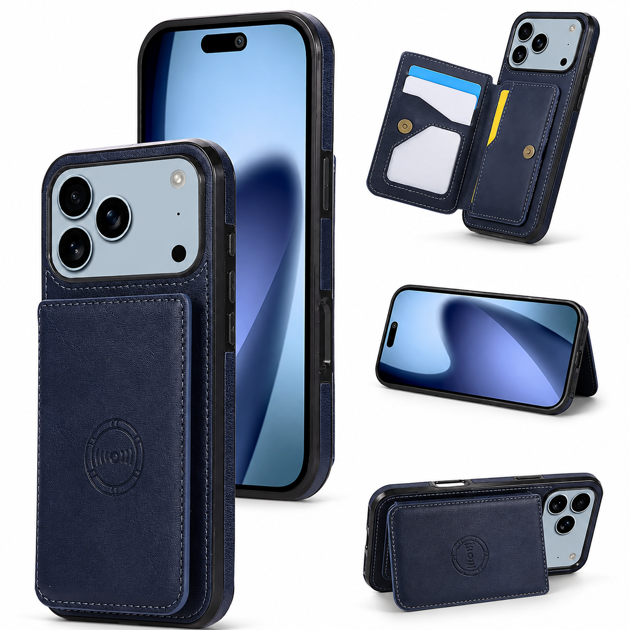 Premium iPhone Case RFID Blocking Magnetic Leather Wallet Cover Card Holder Camera Lens Protection Shockproof Anti Scratch Full Coverage