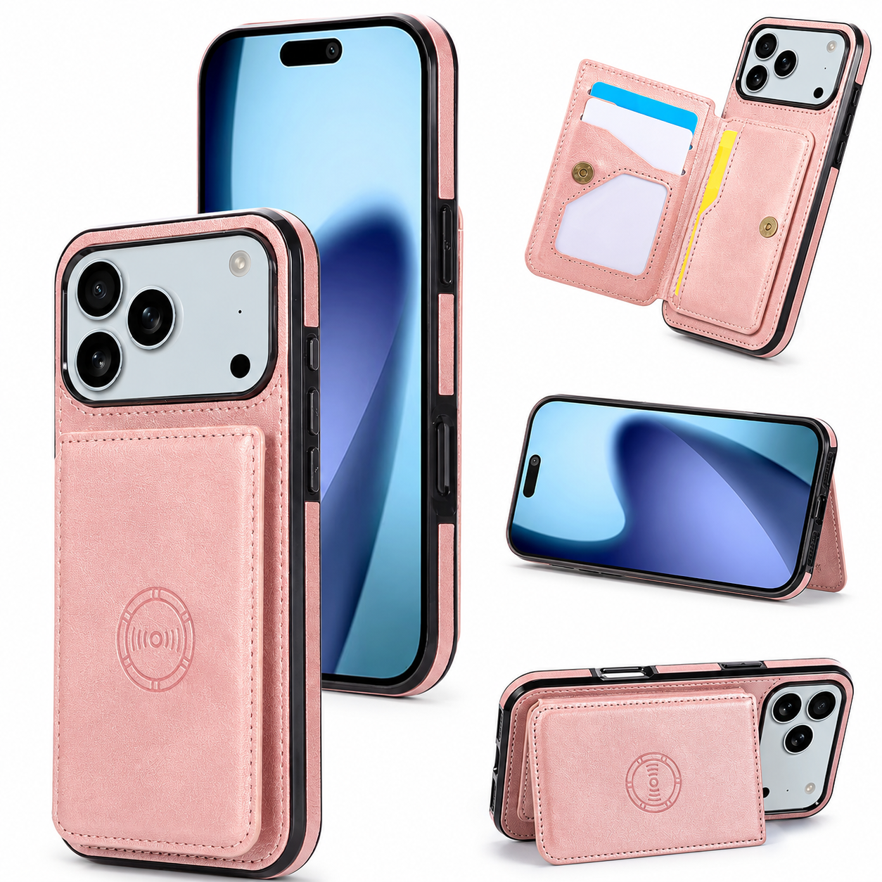 Premium iPhone Case RFID Blocking Magnetic Leather Wallet Cover Card Holder Camera Lens Protection Shockproof Anti Scratch Full Coverage