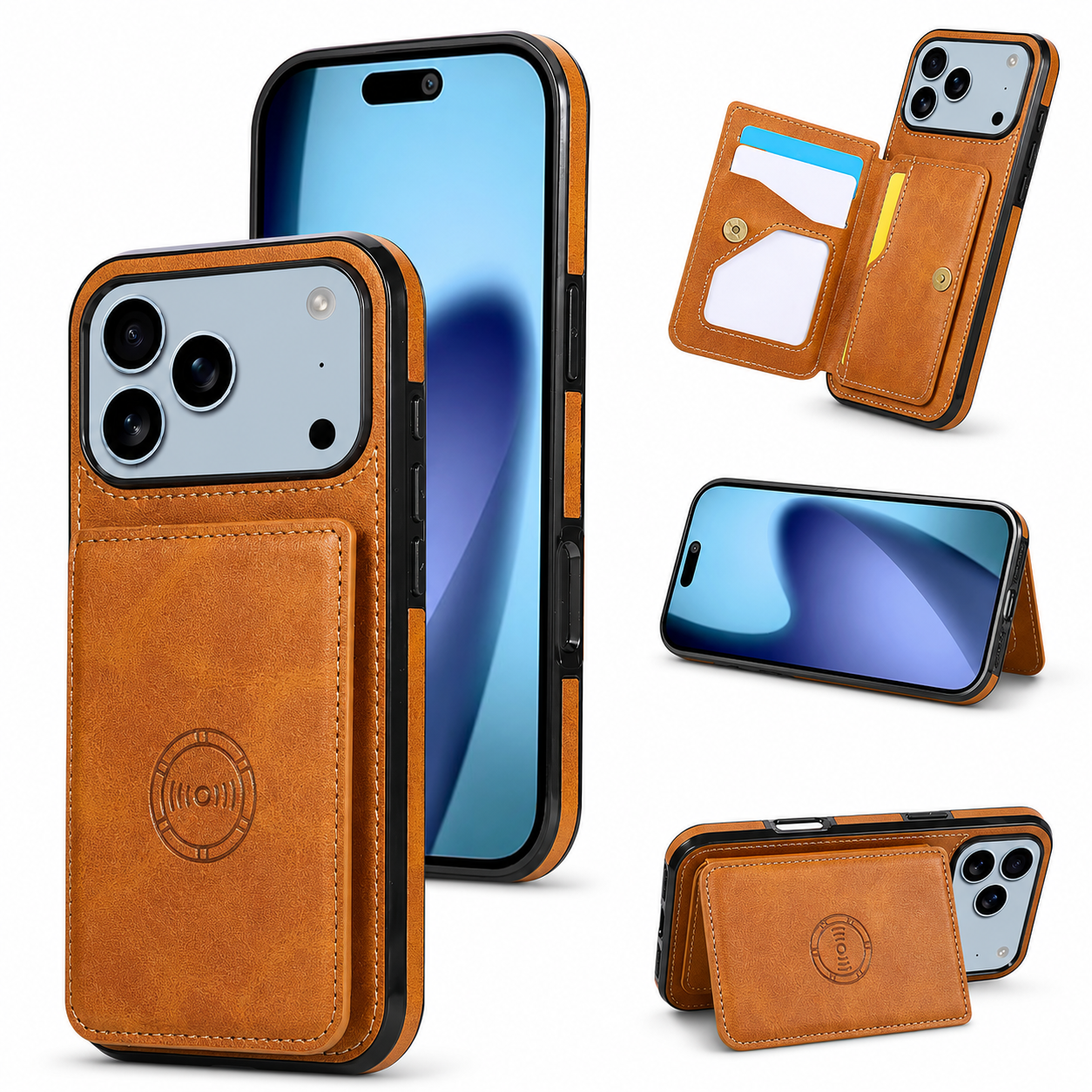 Premium iPhone Case RFID Blocking Magnetic Leather Wallet Cover Card Holder Camera Lens Protection Shockproof Anti Scratch Full Coverage