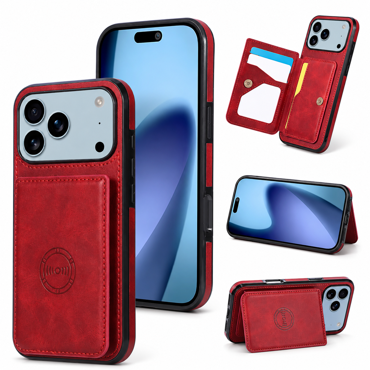 Premium iPhone Case RFID Blocking Magnetic Leather Wallet Cover Card Holder Camera Lens Protection Shockproof Anti Scratch Full Coverage