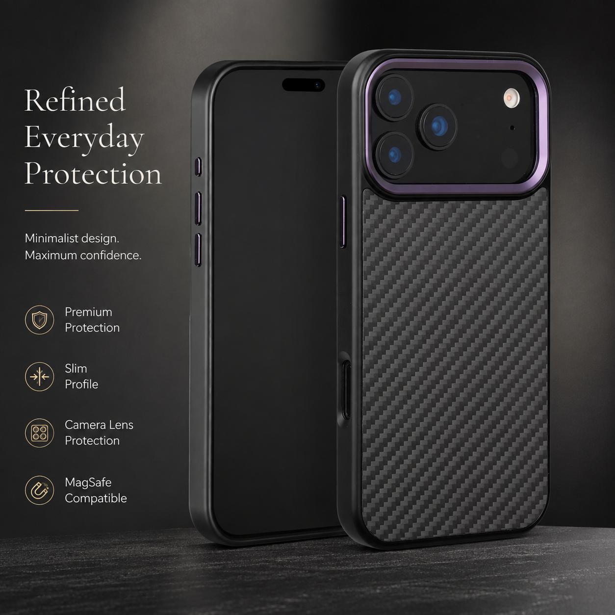 Premium iPhone Case Real Aramid Fiber Magnetic Protective Cover MagSafe Compatible Wireless Charging Ultra Thin Scratch Resistant Full Coverage