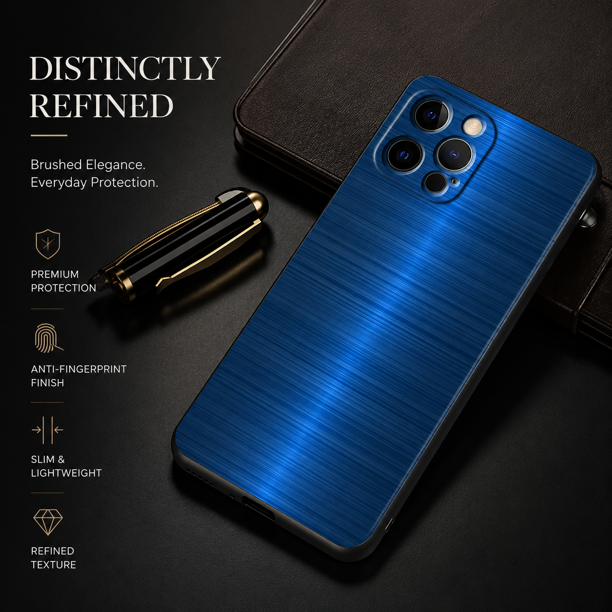 Premium iPhone Case Red Blue Metal TPU Cover Seawater Texture Shockproof Slim Protective Case Stylish Lightweight Design