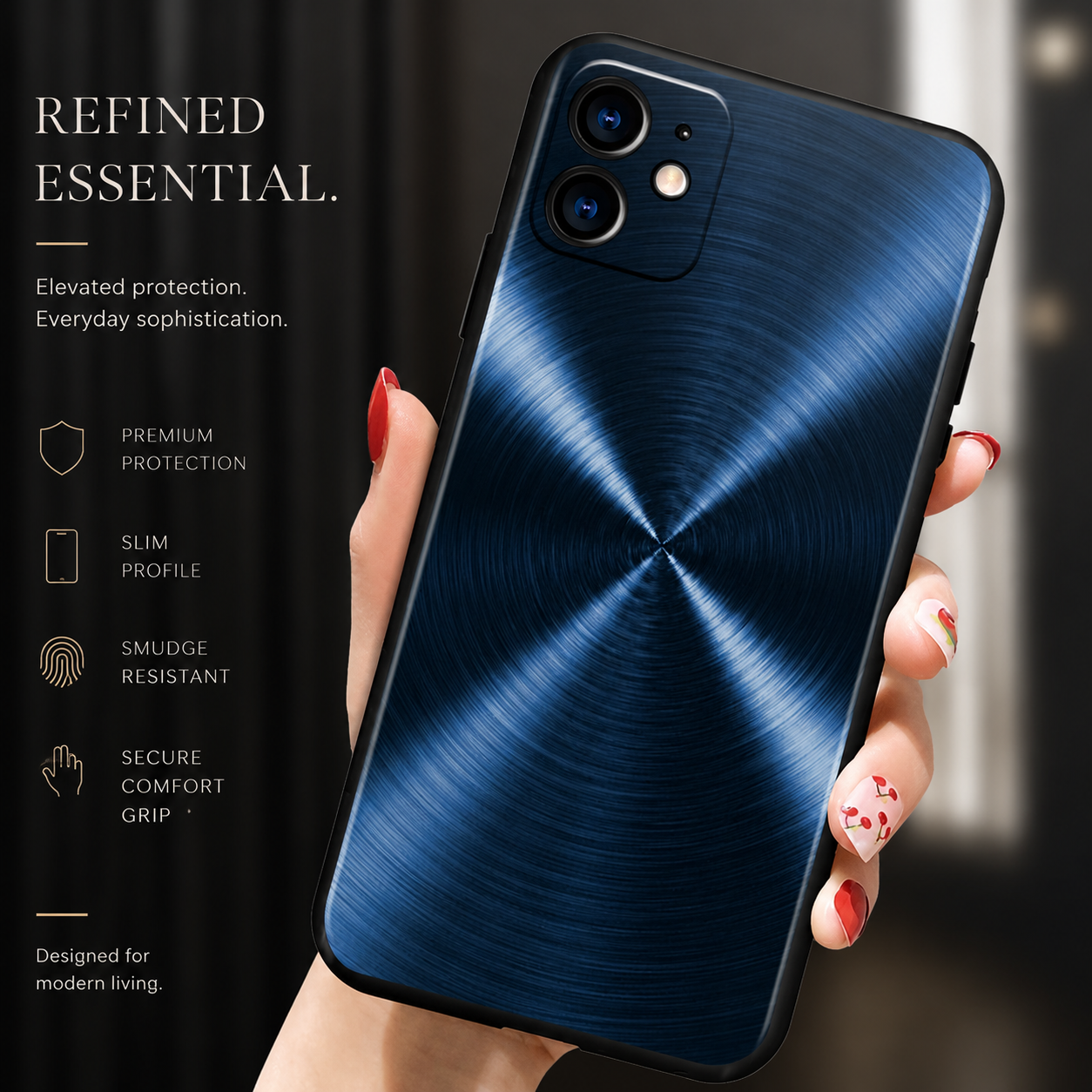 Premium iPhone Case Red Blue Metal TPU Cover Seawater Texture Shockproof Slim Protective Case Stylish Lightweight Design