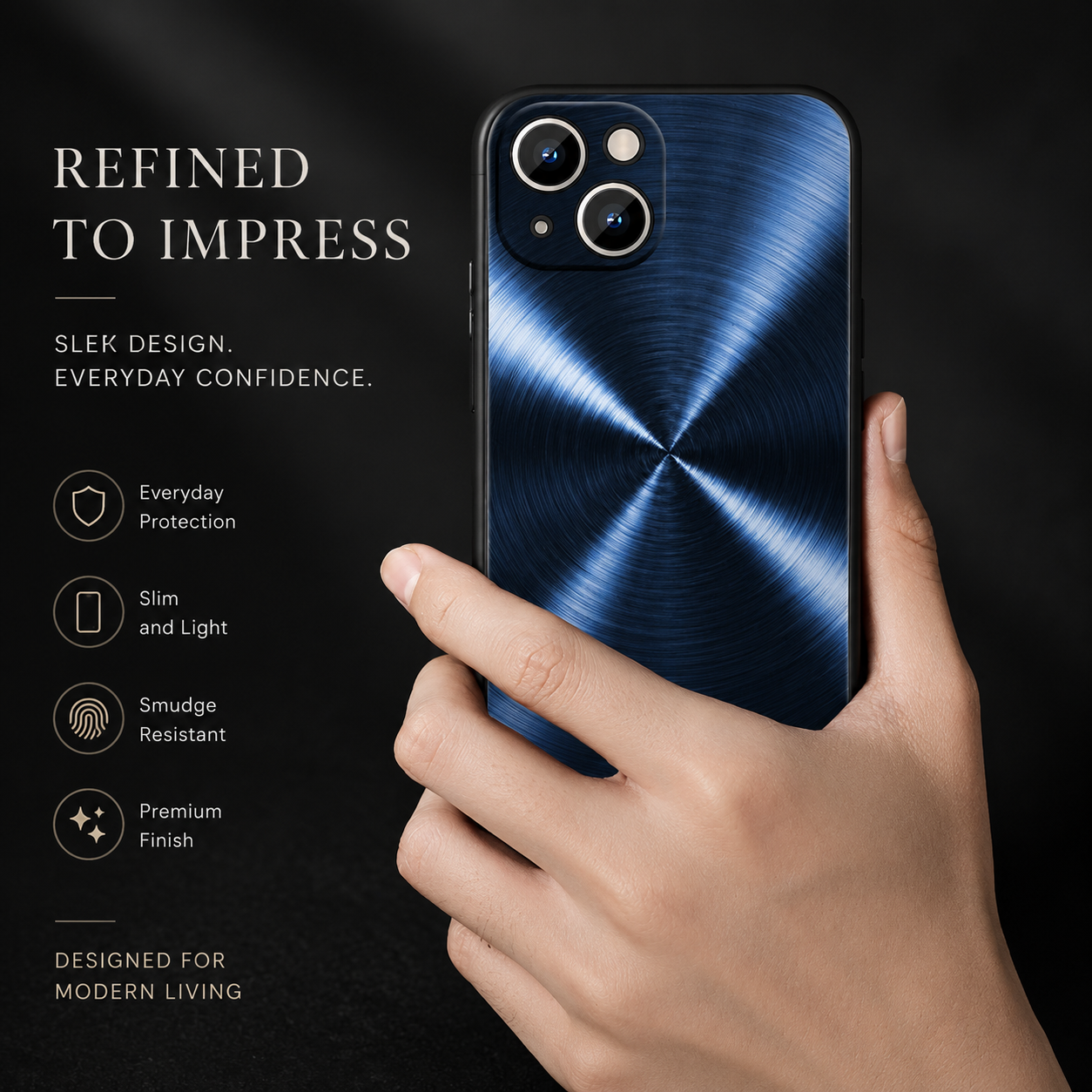 Premium iPhone Case Red Blue Metal TPU Cover Seawater Texture Shockproof Slim Protective Case Stylish Lightweight Design