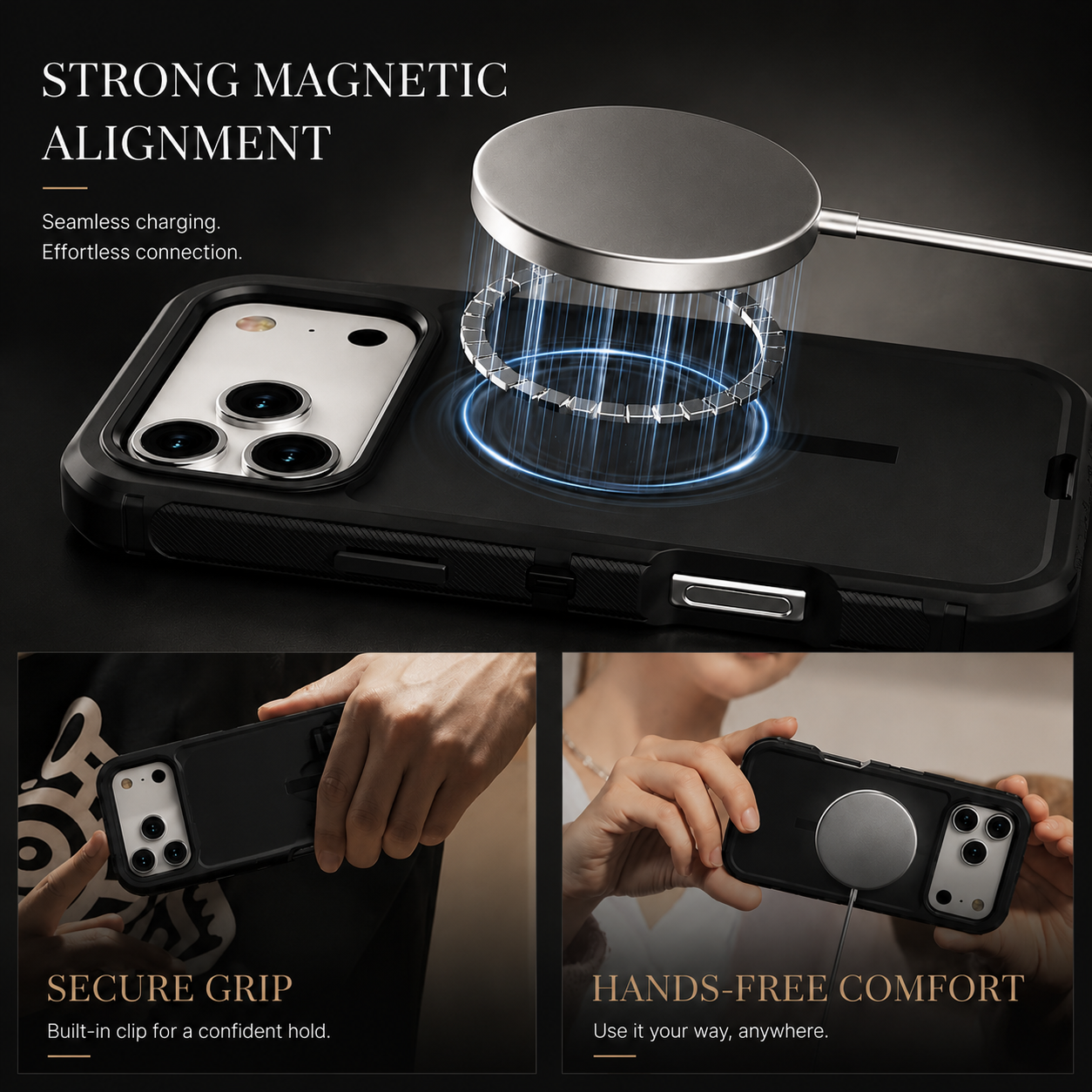 Premium iPhone Case Rugged Defender Shockproof Protective Cover Dual Layer Armor Belt Clip Magnetic Full Port Protection Anti Scratch Heavy Duty Design