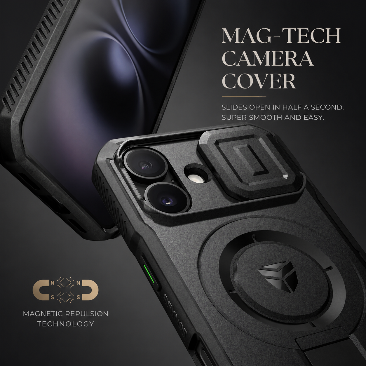 Premium iPhone Case Rugged Kickstand Cover MagSafe Compatible Shockproof Magnetic Protective Case Camera Lens Screen Protection Full Coverage Design