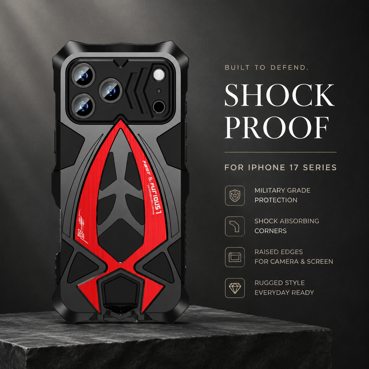 Premium iPhone Case Rugged Metal Frame Armor Shockproof Protective Cover Camera Lens Protection Anti Scratch Dustproof Full Edge Defense Design