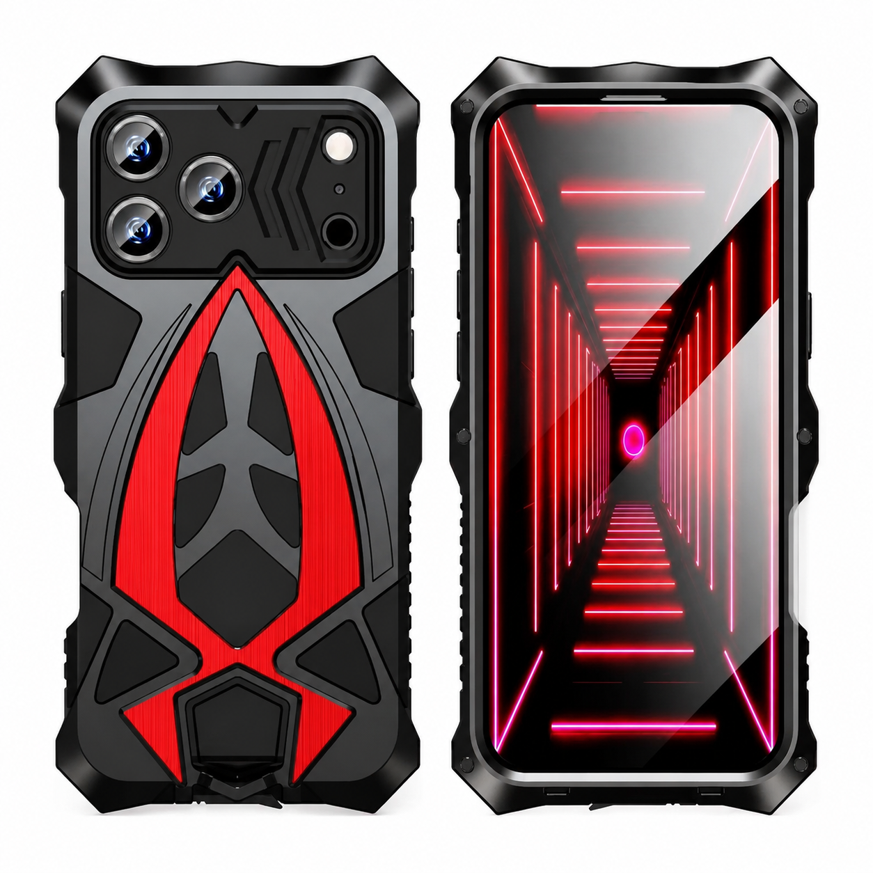 Premium iPhone Case Rugged Metal Frame Armor Shockproof Protective Cover Camera Lens Protection Anti Scratch Dustproof Full Edge Defense Design