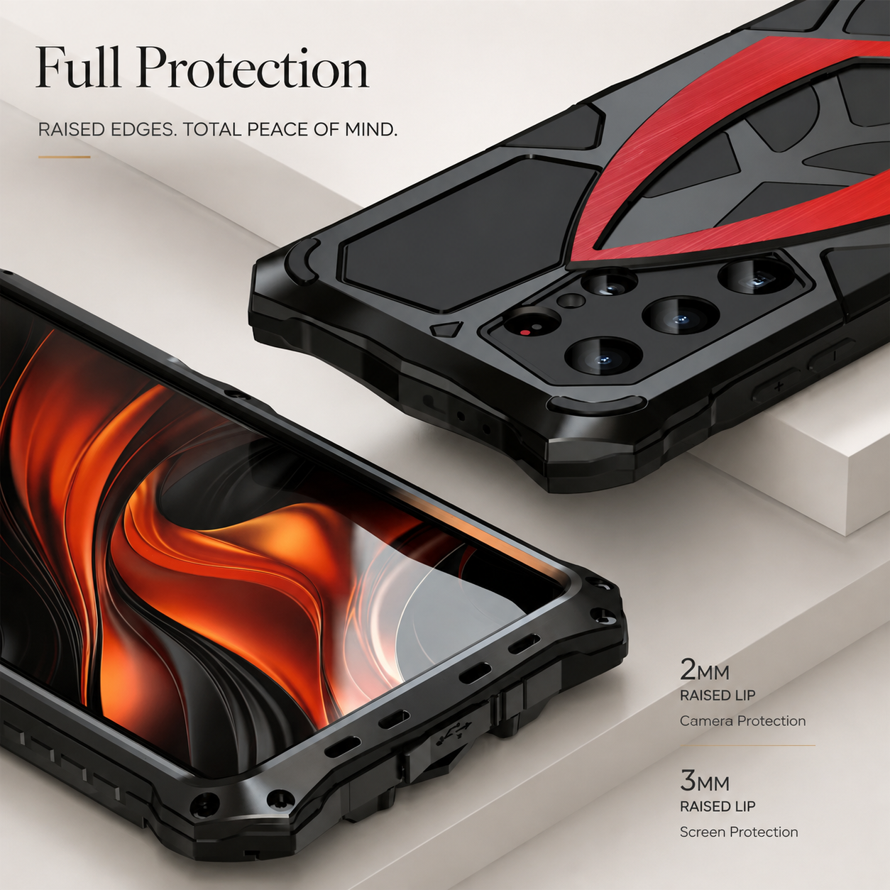 Premium iPhone Case Rugged Metal Frame Armor Shockproof Protective Cover Camera Lens Protection Anti Scratch Dustproof Full Edge Defense Design