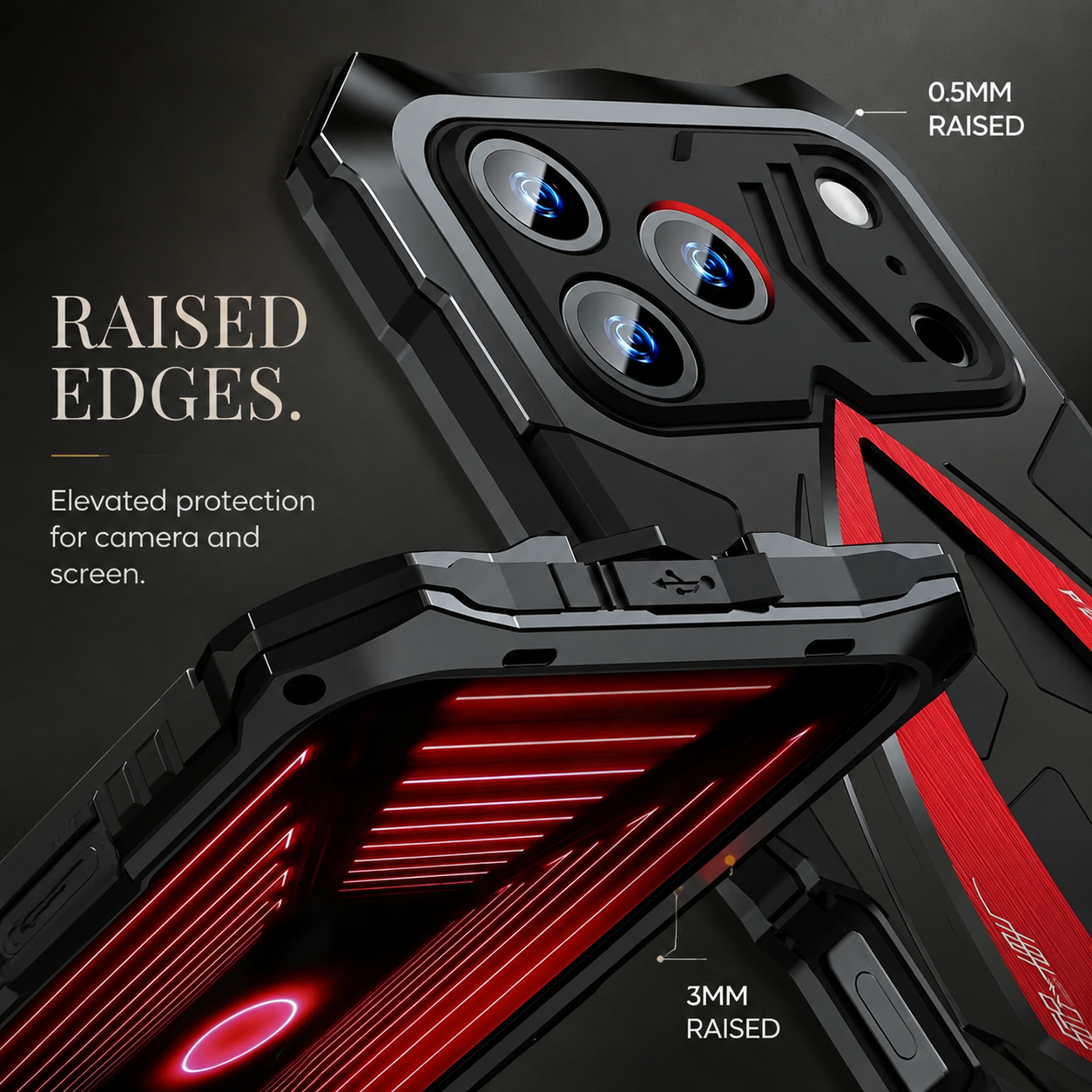 Premium iPhone Case Rugged Metal Frame Armor Shockproof Protective Cover Camera Lens Protection Anti Scratch Dustproof Full Edge Defense Design
