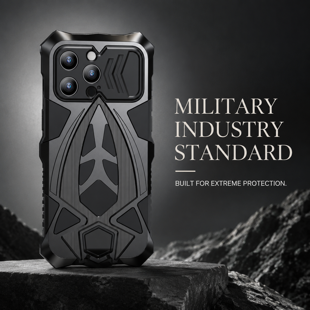 Premium iPhone Case Rugged Metal Frame Armor Shockproof Protective Cover Camera Lens Protection Anti Scratch Dustproof Full Edge Defense Design