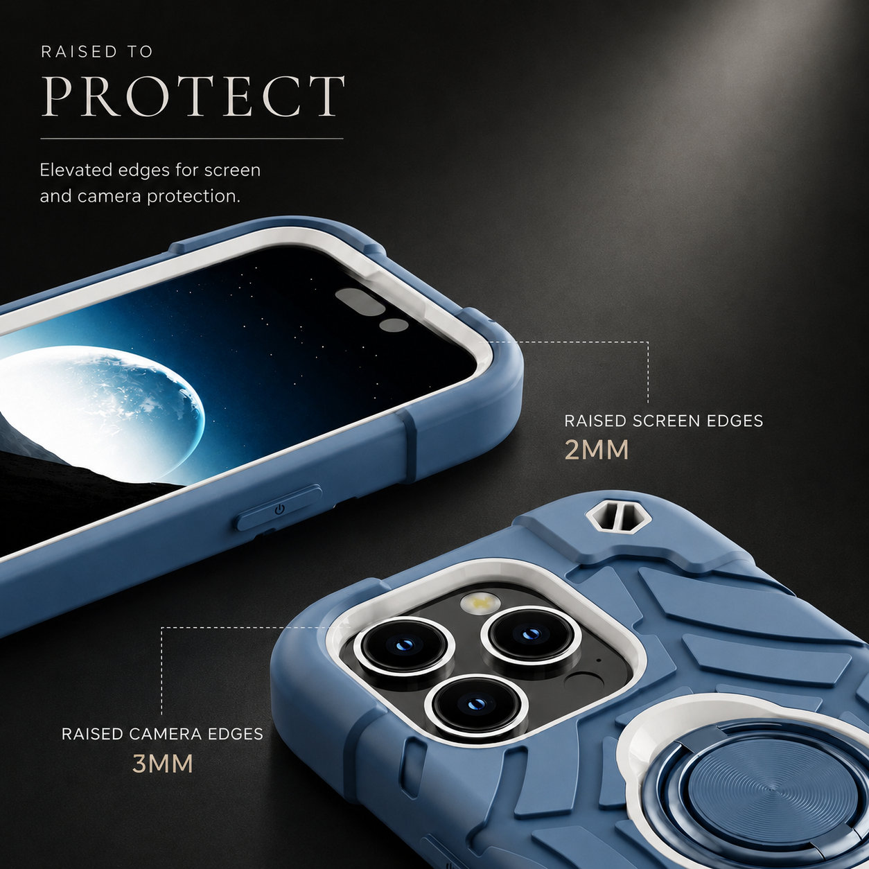 Premium iPhone Case Rugged Military Grade Protective Cover Dual Layer Shockproof Armor Ring Holder Magnetic Car Mount Compatible Full Body Protection Design