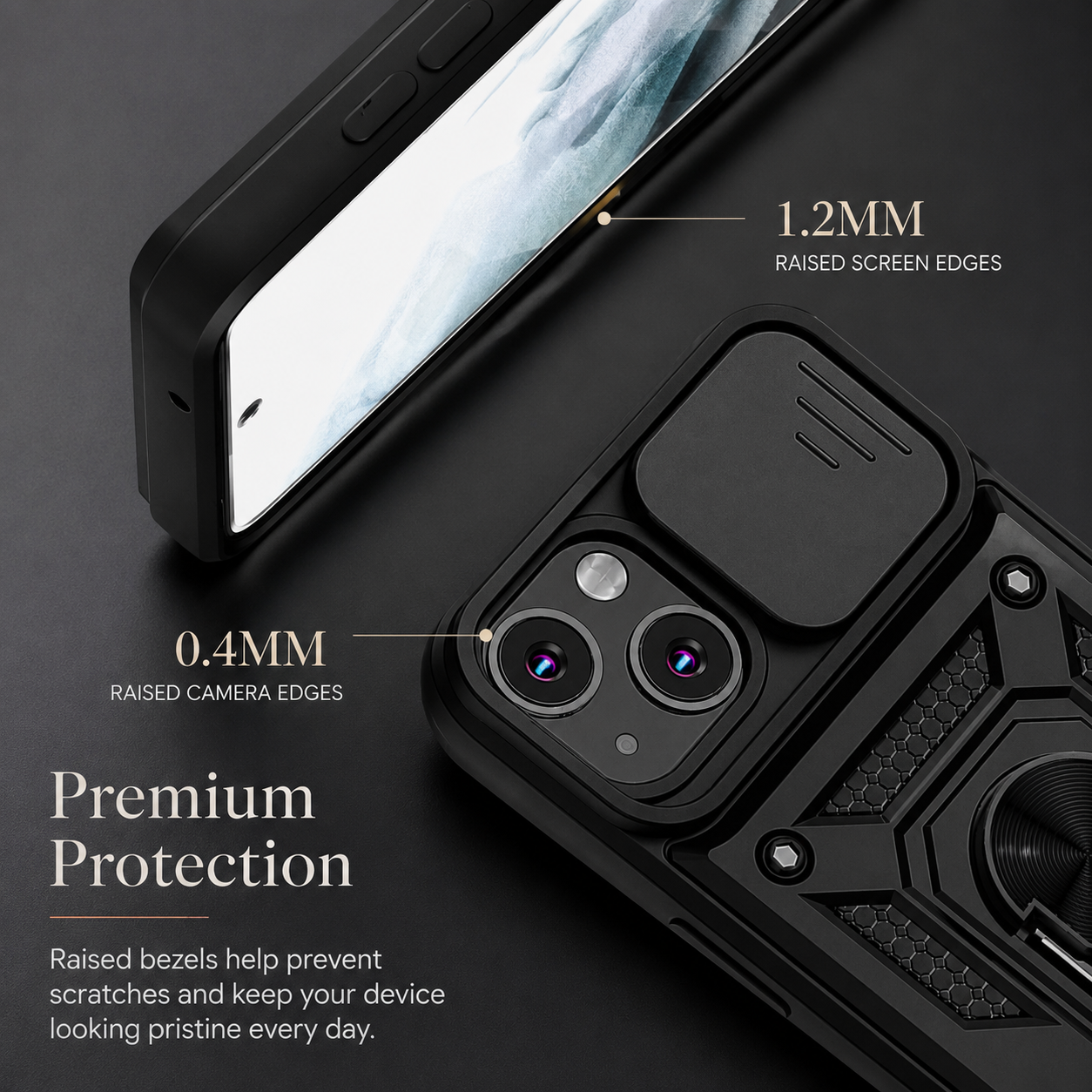 Premium iPhone Case Shockproof Armor Cover Slide Camera Lens Protector Rugged Full Body Protection TPU PC Hybrid Protective Case