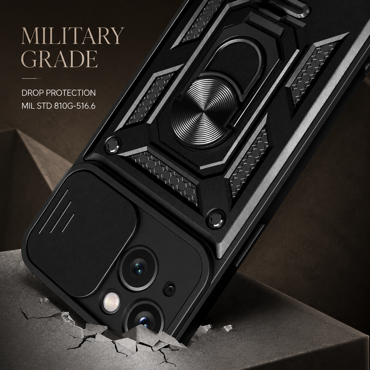 Premium iPhone Case Shockproof Armor Cover Slide Camera Lens Protector Rugged Full Body Protection TPU PC Hybrid Protective Case