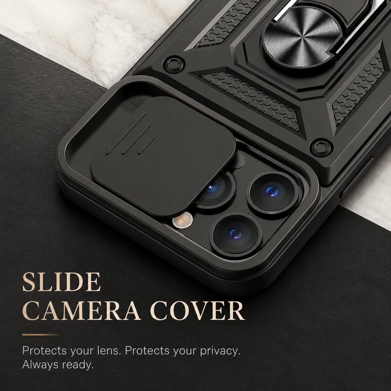Premium iPhone Case Shockproof Armor Cover Slide Camera Lens Protector Rugged Full Body Protection TPU PC Hybrid Protective Case