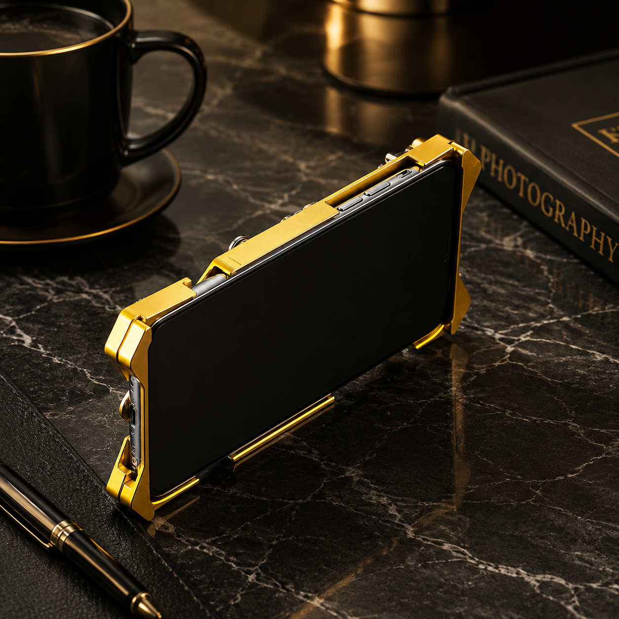 Premium iPhone Case Skull Compass Armor Cover MagSafe Compatible Shockproof Metal Kickstand Cooling Back Protective Case Camera Lens Screen Protection Full Coverage Design