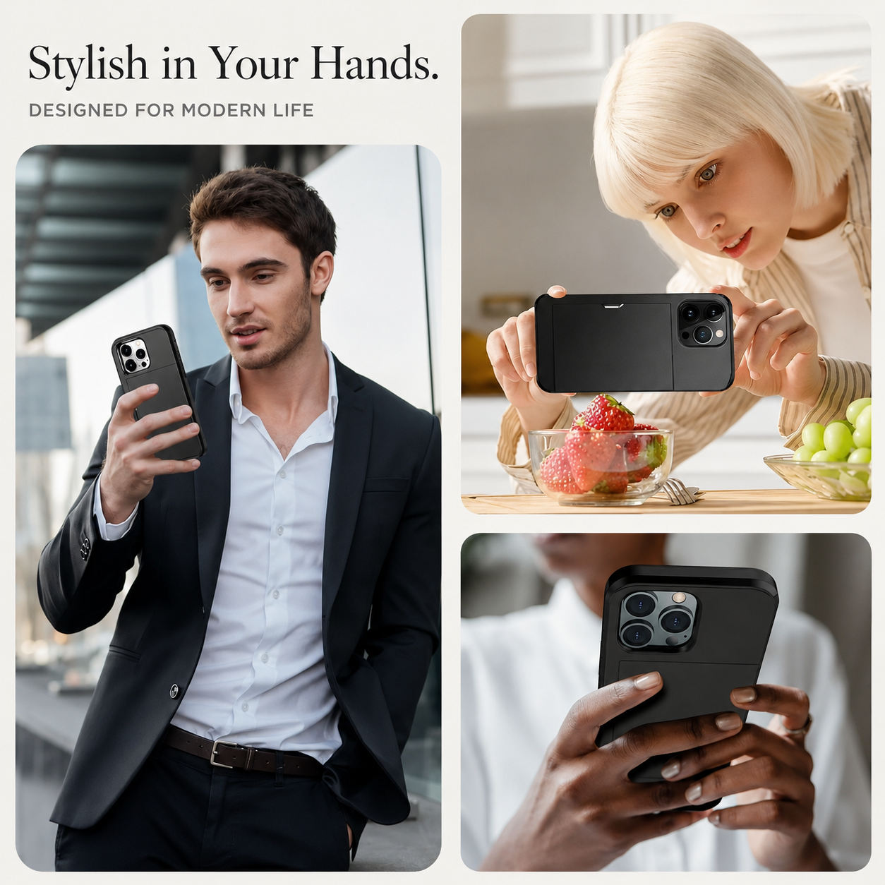 Premium iPhone Case Slide Wallet Armor Cover Card Holder Dual Layer Shockproof TPU PC Protective Design Anti Fingerprint Scratch Resistant Non Slip