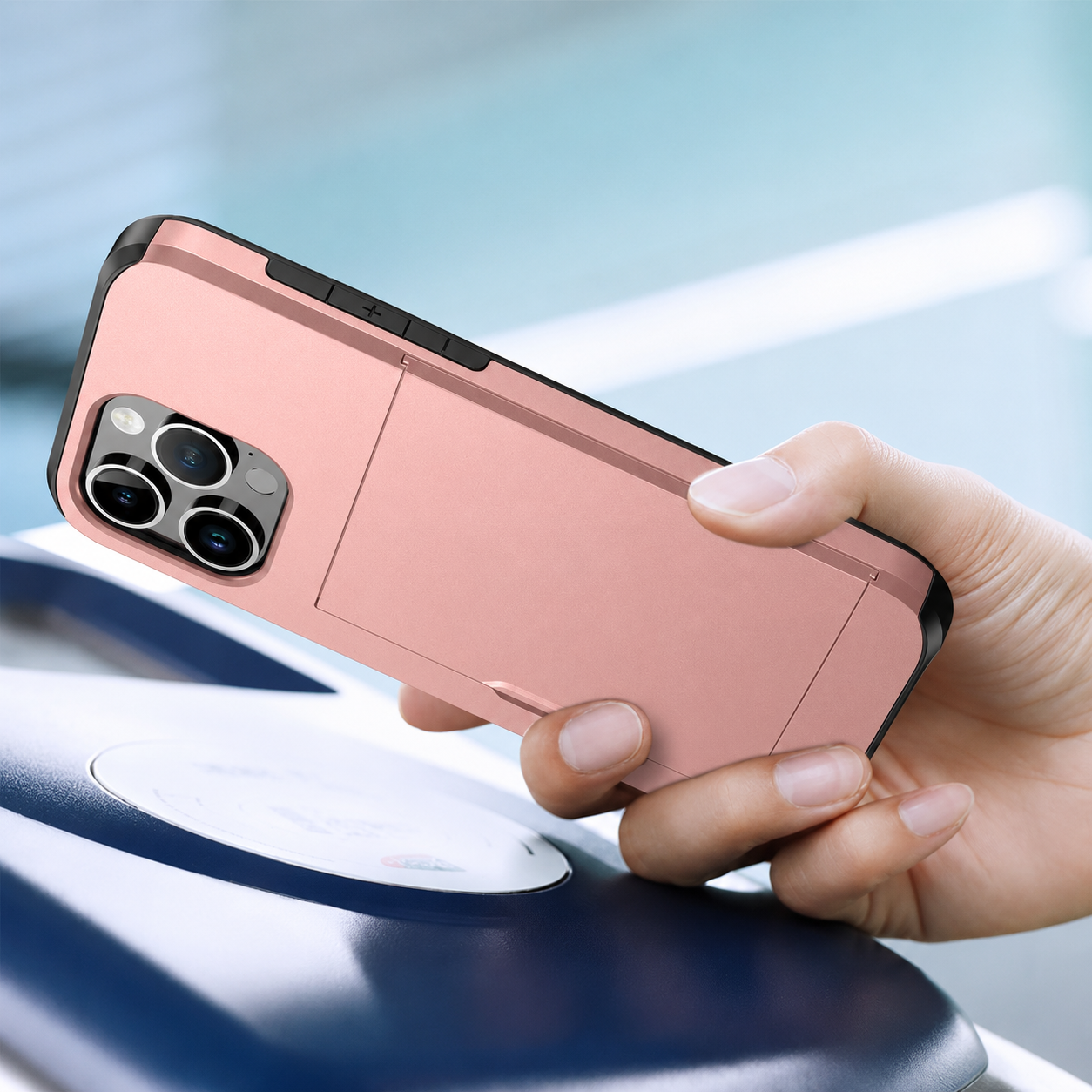 Premium iPhone Case Slide Wallet Armor Cover Card Holder Dual Layer Shockproof TPU PC Protective Design Anti Fingerprint Scratch Resistant Non Slip