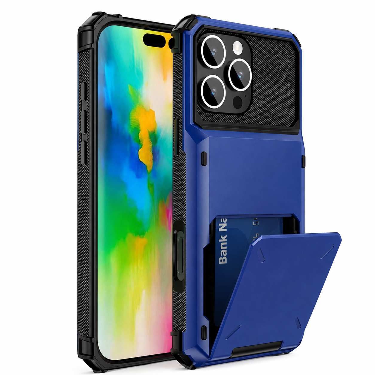 Premium iPhone Case Slide Wallet Card Holder Protective Cover Camera Lens Protection Dual Layer Shockproof Anti Scratch Non Slip Full Coverage