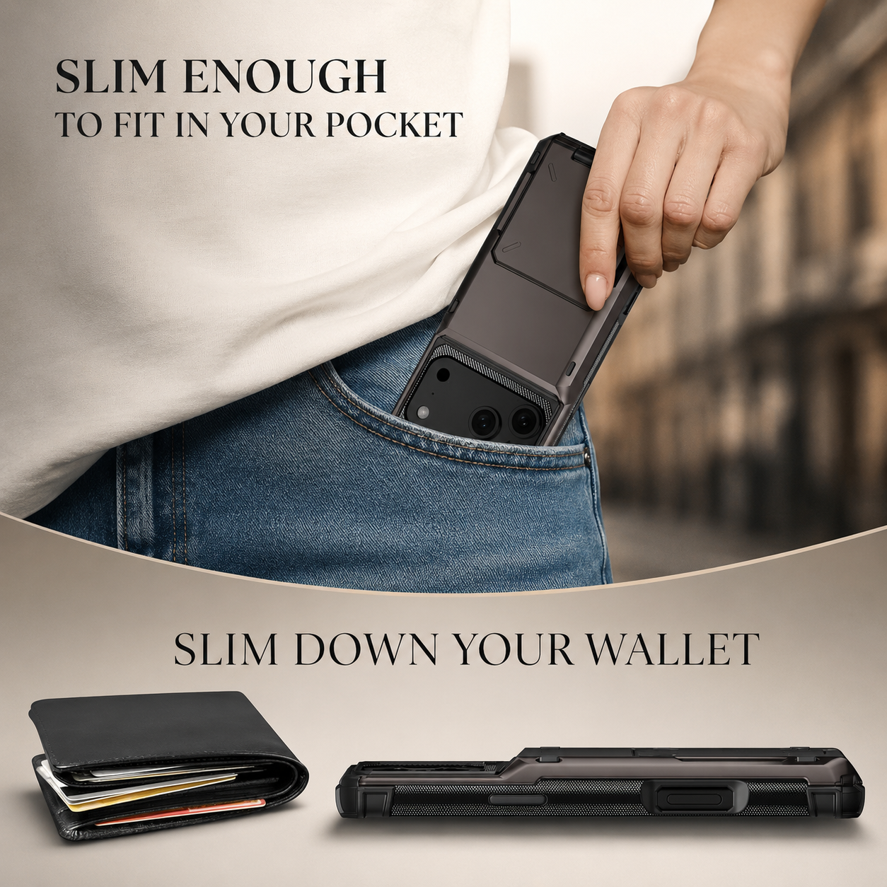 Premium iPhone Case Slide Wallet Card Holder Protective Cover Camera Lens Protection Dual Layer Shockproof Anti Scratch Non Slip Full Coverage