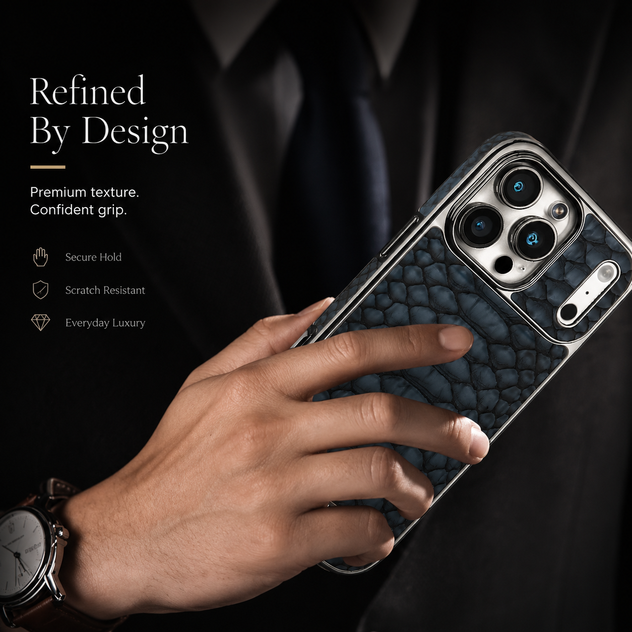 Premium iPhone Case Snake Pattern Leather Protective Cover Soft Flannel Lining Scratch Resistant Wireless Charging Slim Full Coverage