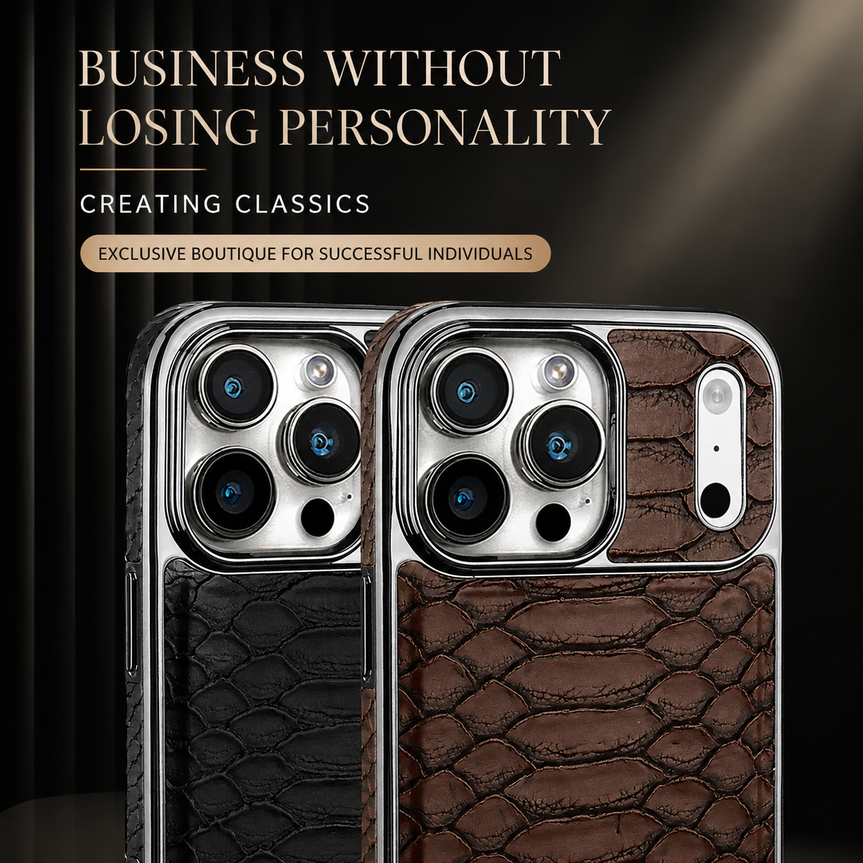 Premium iPhone Case Snake Pattern Leather Protective Cover Soft Flannel Lining Scratch Resistant Wireless Charging Slim Full Coverage